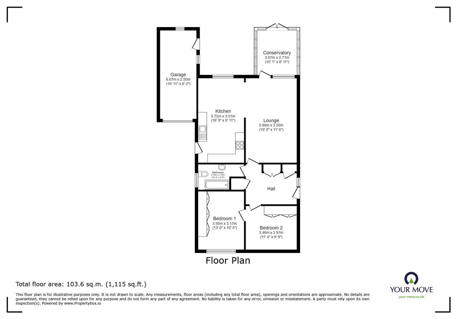 Floorplan of 2 bedroom Detached Bungalow for sale, Valway, Hook, Goole, DN14