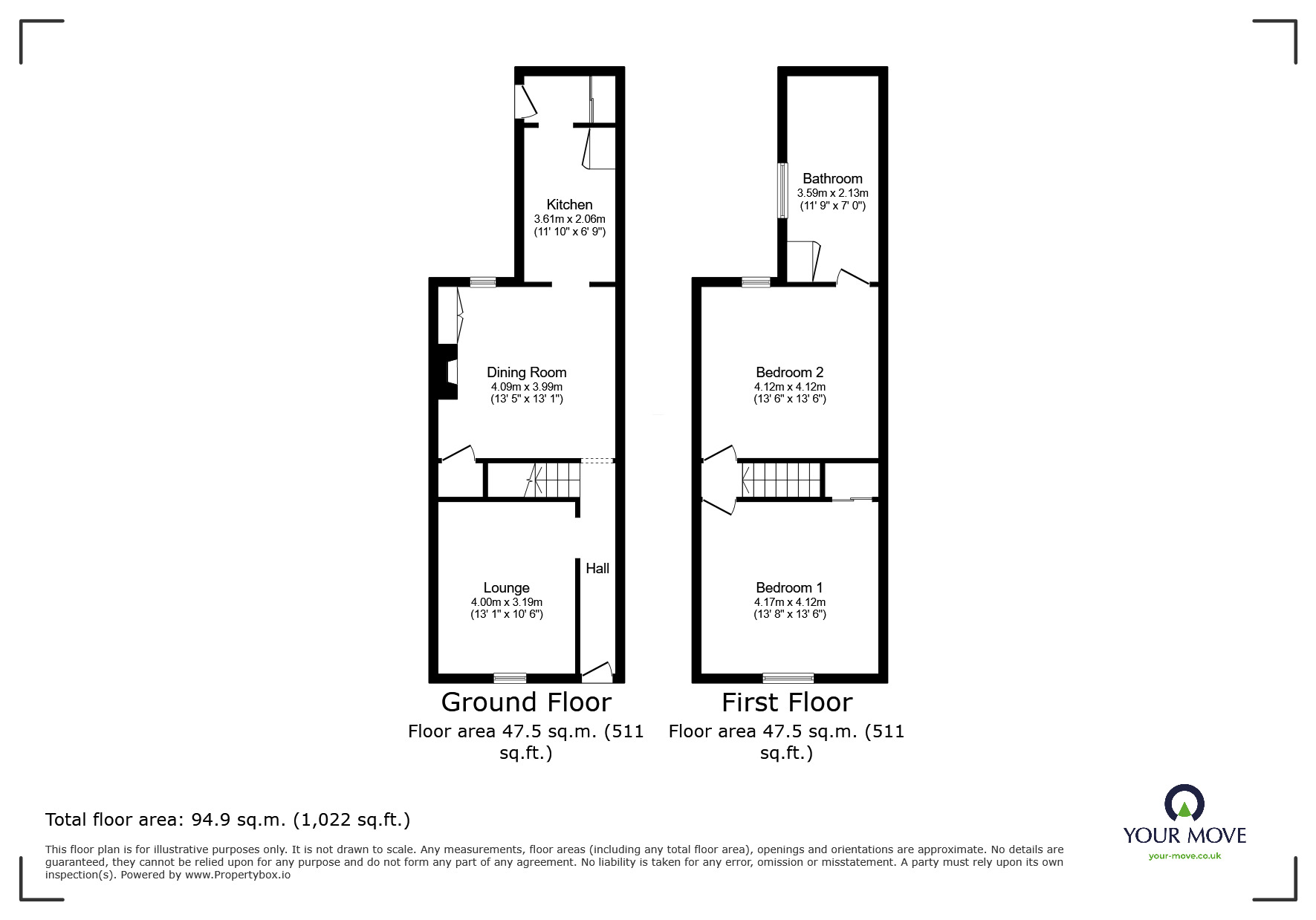 Floorplan of 2 bedroom Mid Terrace House for sale, Second Avenue, Goole, DN14
