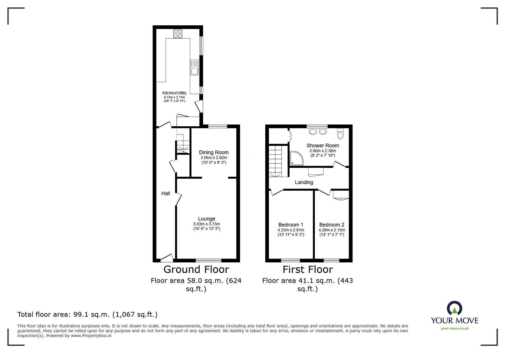 Floorplan of 2 bedroom Mid Terrace House for sale, Spring Gardens, Goole, East Yorkshire, DN14