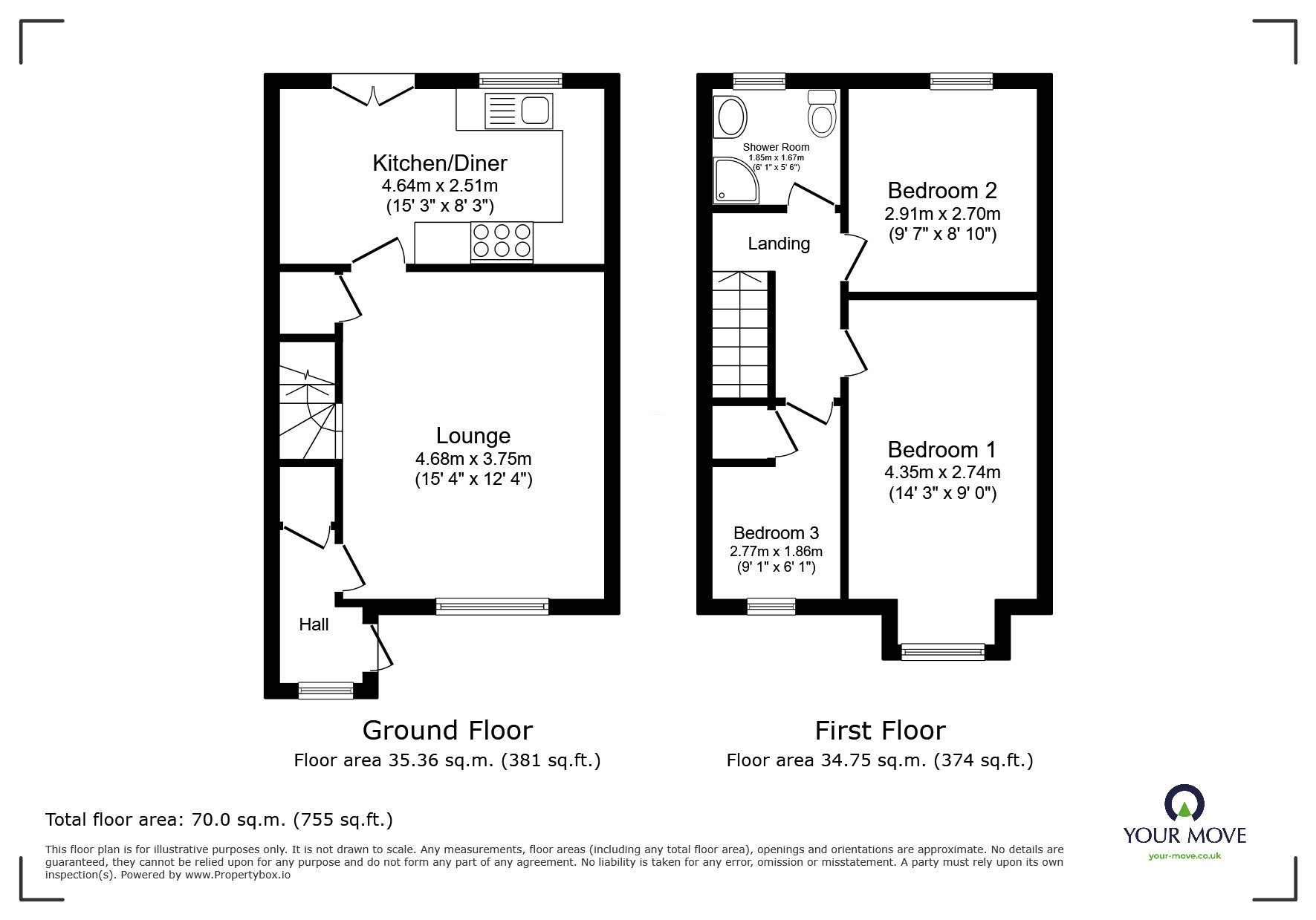 Floorplan of 3 bedroom Semi Detached House for sale, The Meadows, Carlton, North Yorkshire, DN14