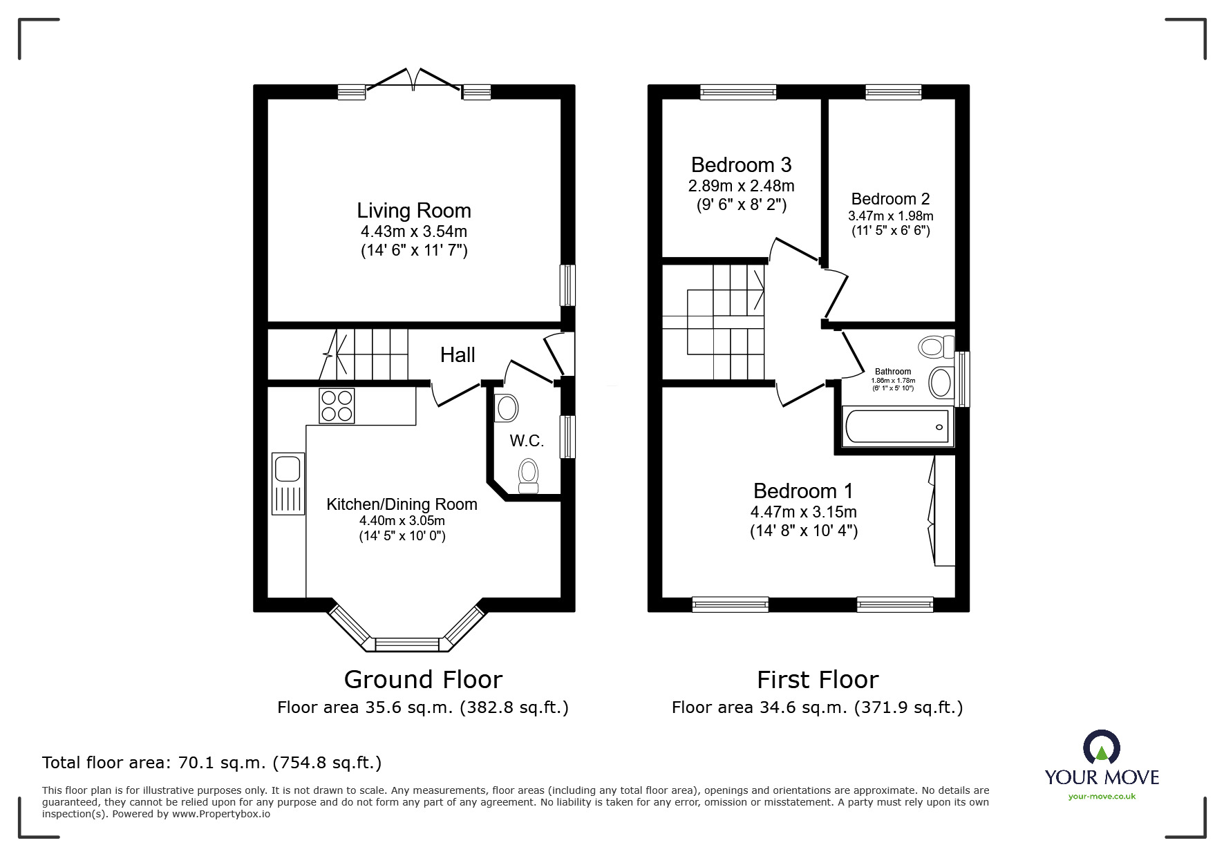 Floorplan of 3 bedroom End Terrace House for sale, Butterbur Drive, Goole, DN14
