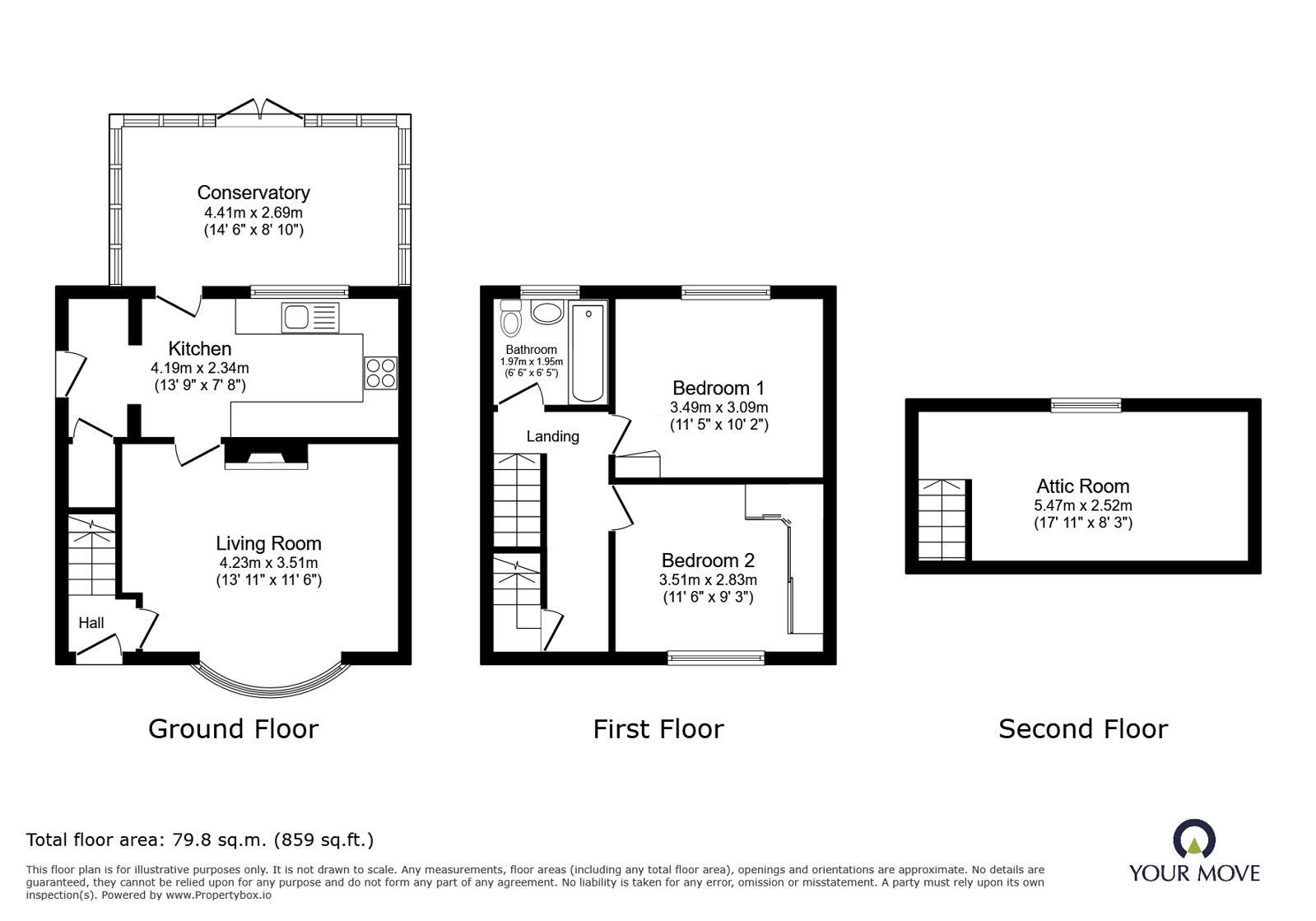 Floorplan of 2 bedroom Semi Detached House for sale, Wroots Avenue, Goole, DN14