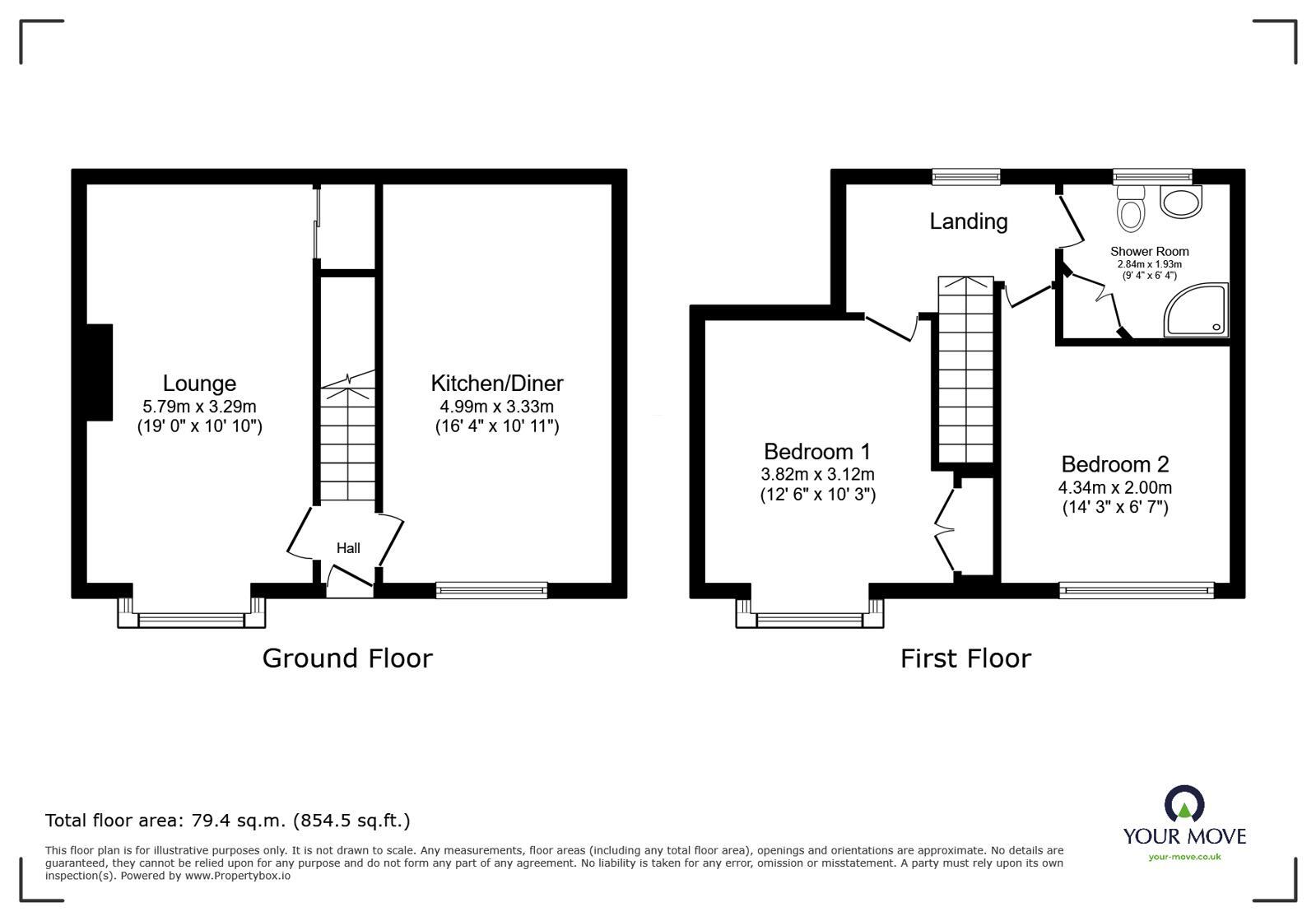 Floorplan of 2 bedroom Semi Detached House for sale, Hook Road, Goole, East Yorkshire, DN14