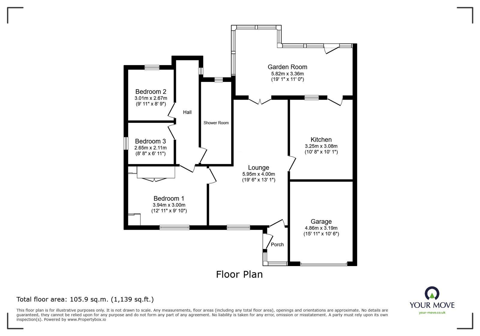 Floorplan of 3 bedroom Semi Detached Bungalow for sale, Morley Street, Goole, East Riding of Yorkshire, DN14