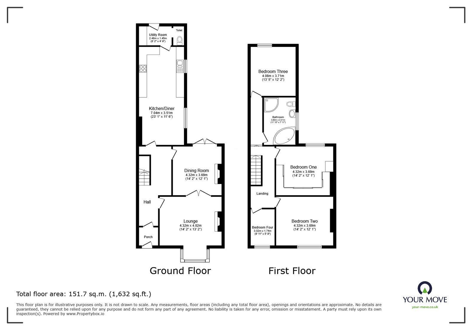 Floorplan of 4 bedroom Mid Terrace House for sale, Fountayne Street, Goole, East Yorkshire, DN14
