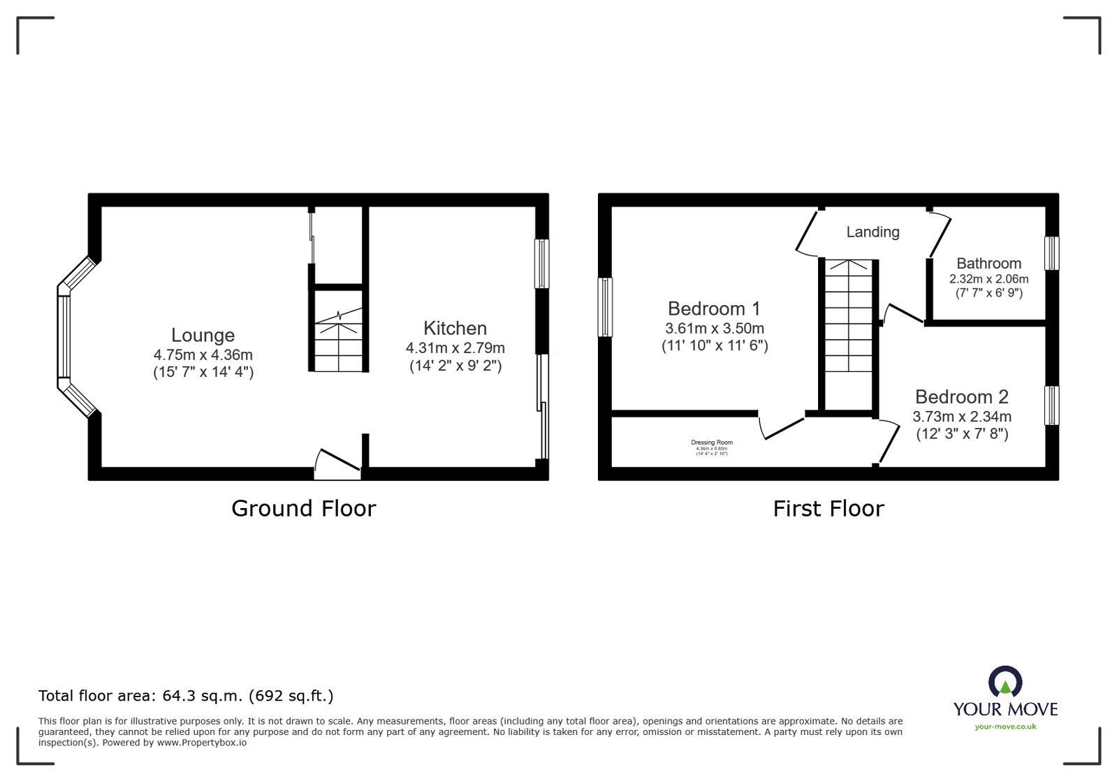 Floorplan of 2 bedroom End Terrace House for sale, Grange Road, Goole, DN14