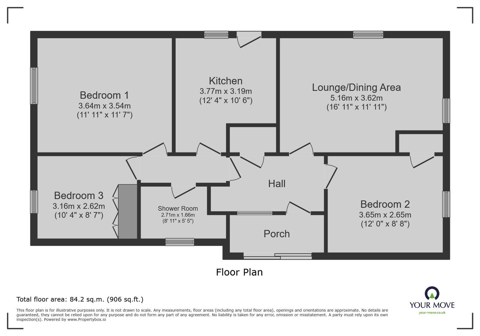 Floorplan of 3 bedroom Detached Bungalow for sale, The Paddock, Gilberdyke, East Yorkshire, HU15