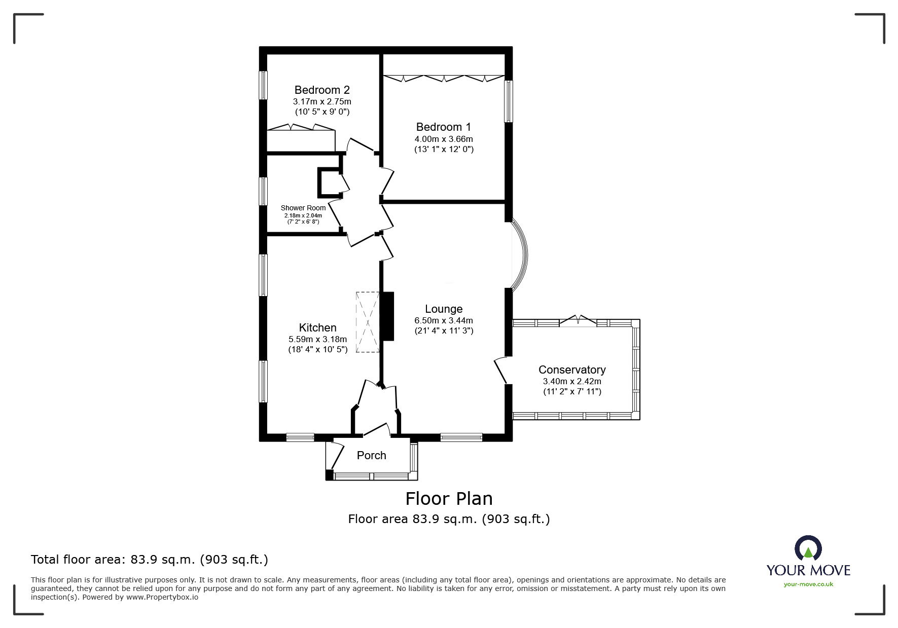 Floorplan of 2 bedroom Detached Bungalow for sale, Main Street, Pollington, East Yorkshire, DN14