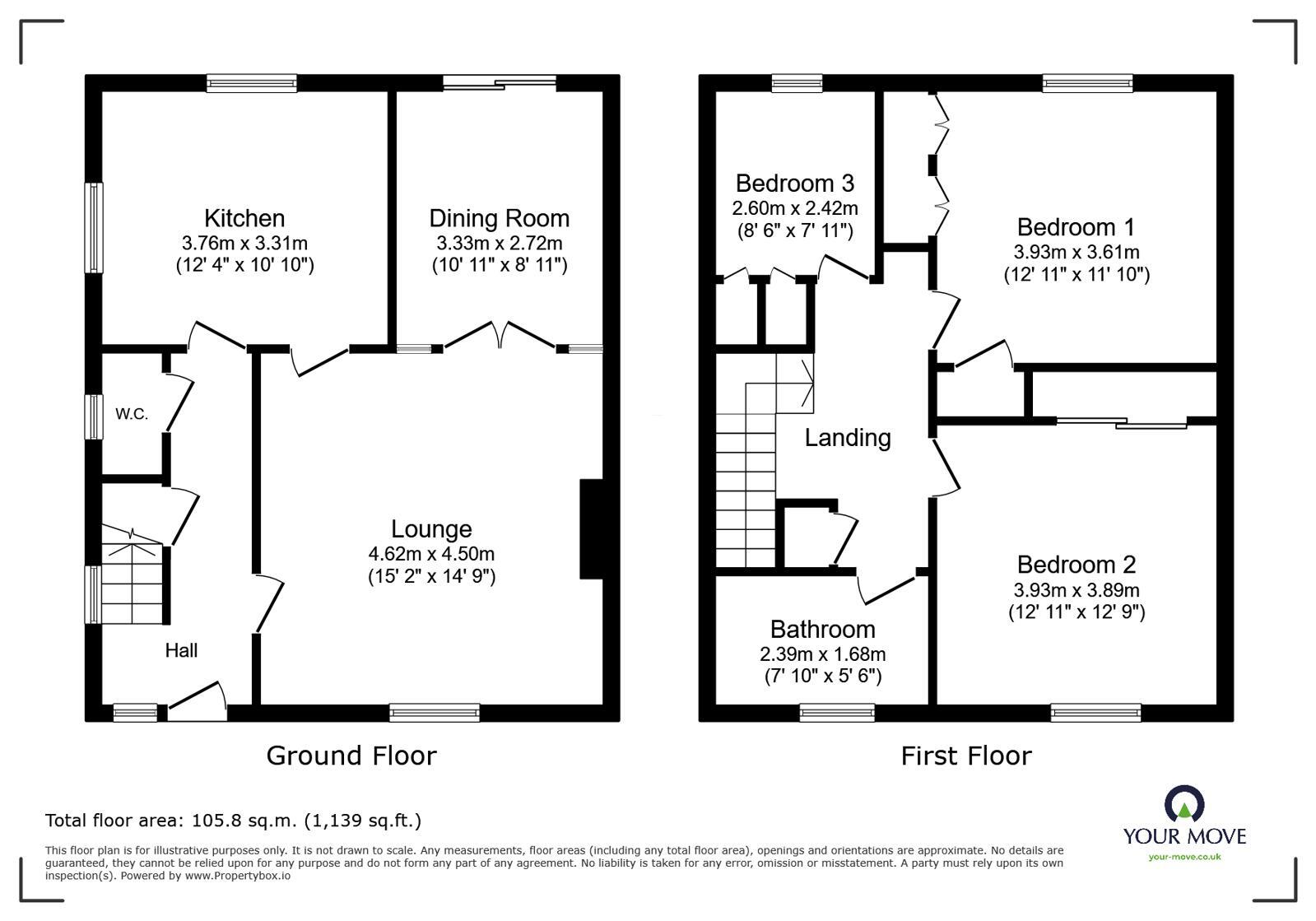 Floorplan of 3 bedroom Semi Detached House for sale, Park Road, Airmyn, Goole, DN14