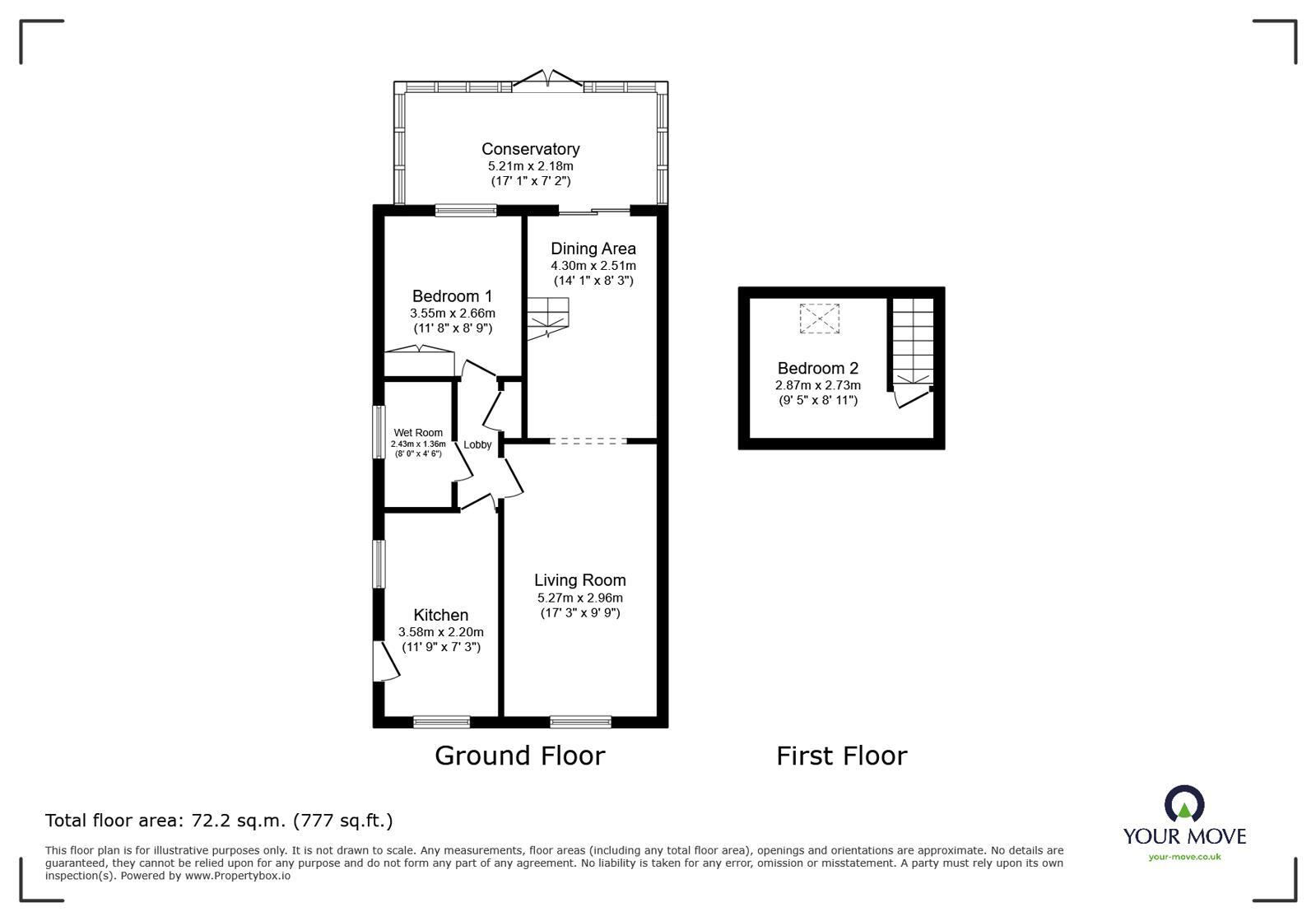 Floorplan of 2 bedroom Semi Detached Bungalow for sale, Station Road, Gilberdyke, Brough, HU15