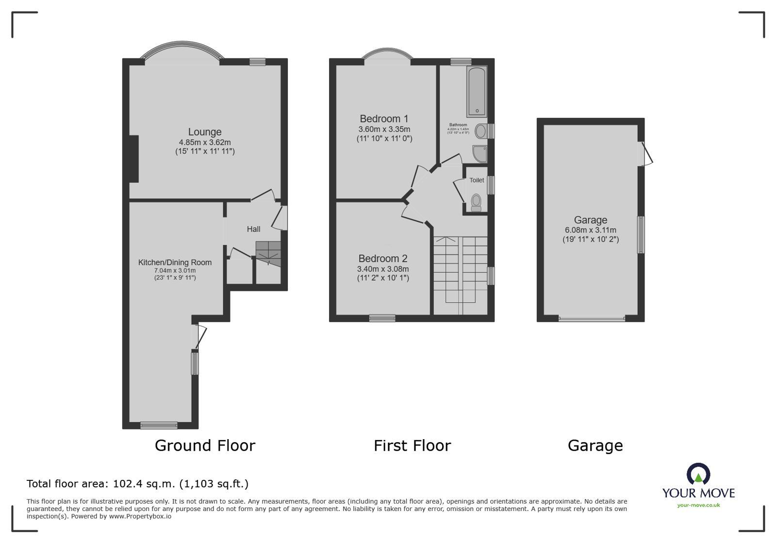 Floorplan of 2 bedroom Semi Detached House for sale, Westbourne Grove, Goole, East Yorkshire, DN14