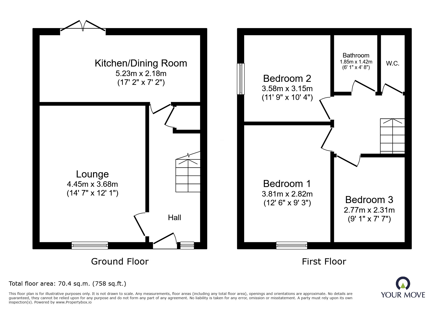 Floorplan of 3 bedroom Mid Terrace House for sale, Moorland Road, Goole, East Yorkshire, DN14