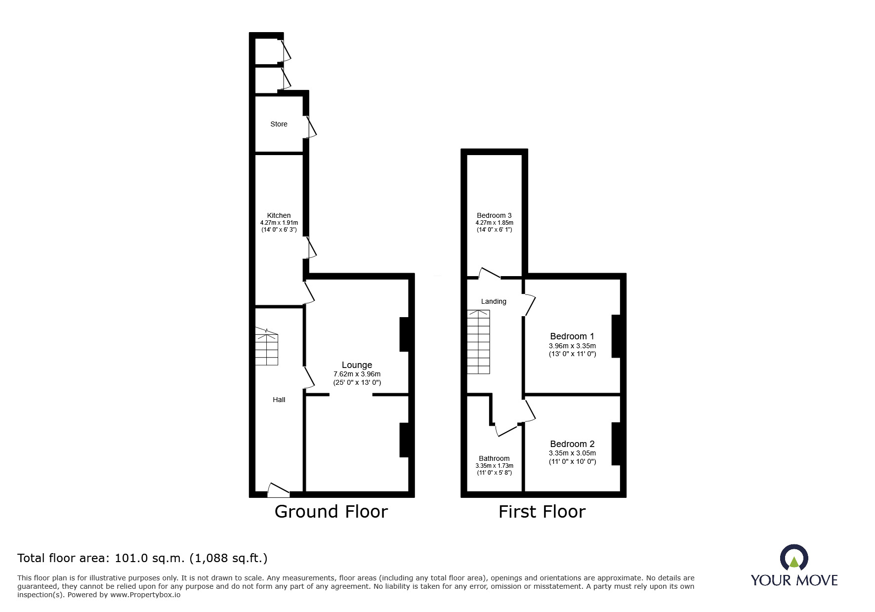 Floorplan of 3 bedroom Mid Terrace House to rent, Carlisle Street, Goole, East Riding, DN14
