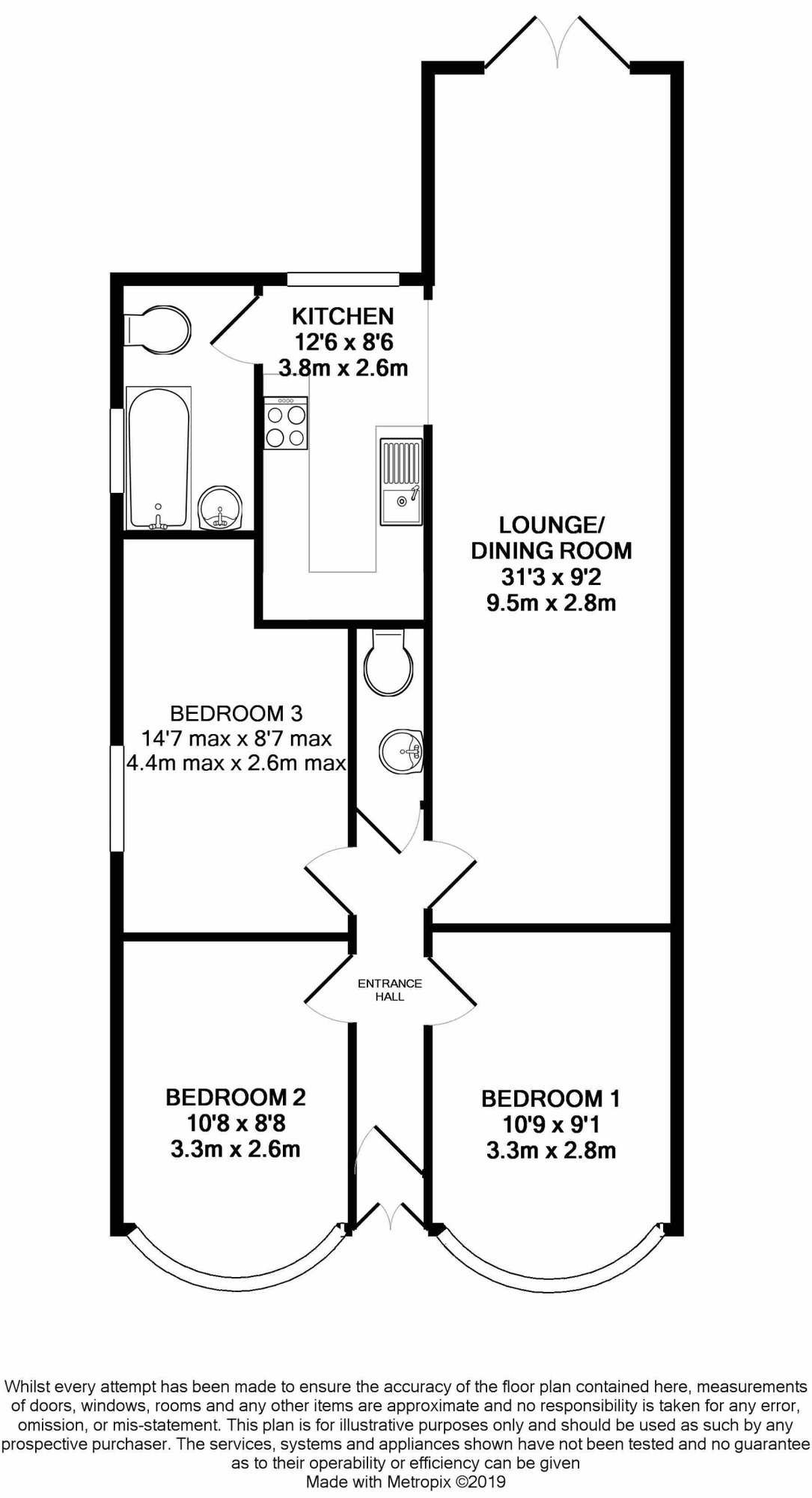 Floorplan of 3 bedroom Semi Detached Bungalow to rent, Kirkley Run, Lowestoft, Suffolk, NR33