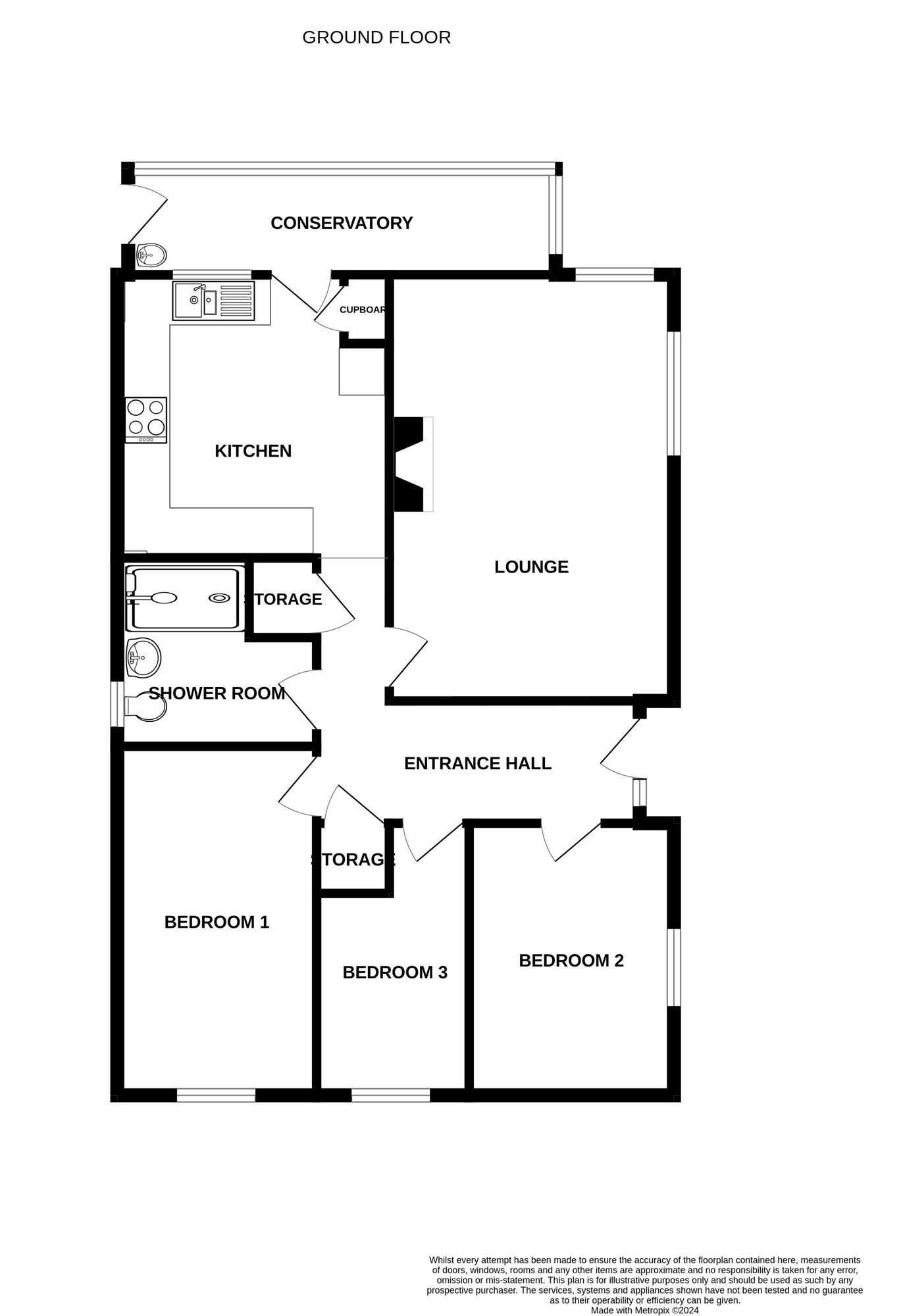 Floorplan of 3 bedroom Detached Bungalow for sale, Pockthorpe, Halvergate, Norfolk, NR13