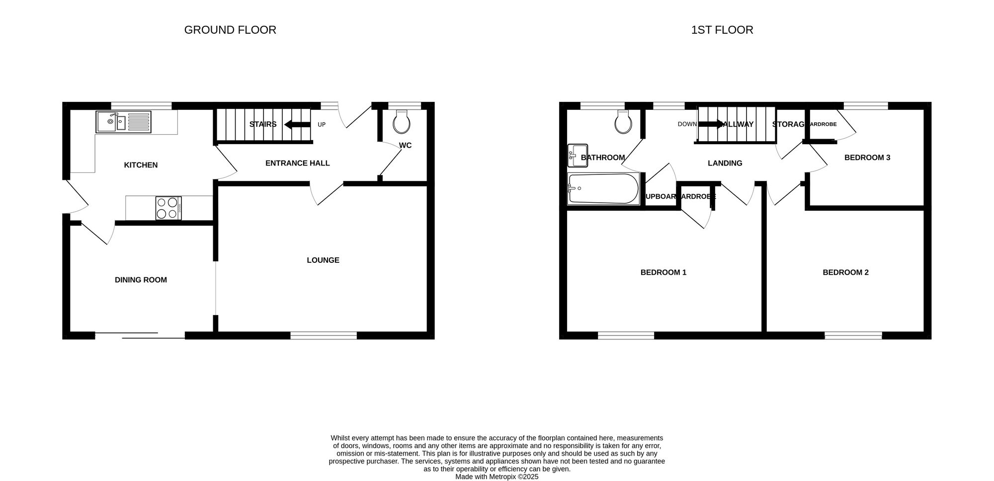 Floorplan of 3 bedroom Detached House for sale, Gainsborough Drive, Lowestoft, Suffolk, NR32