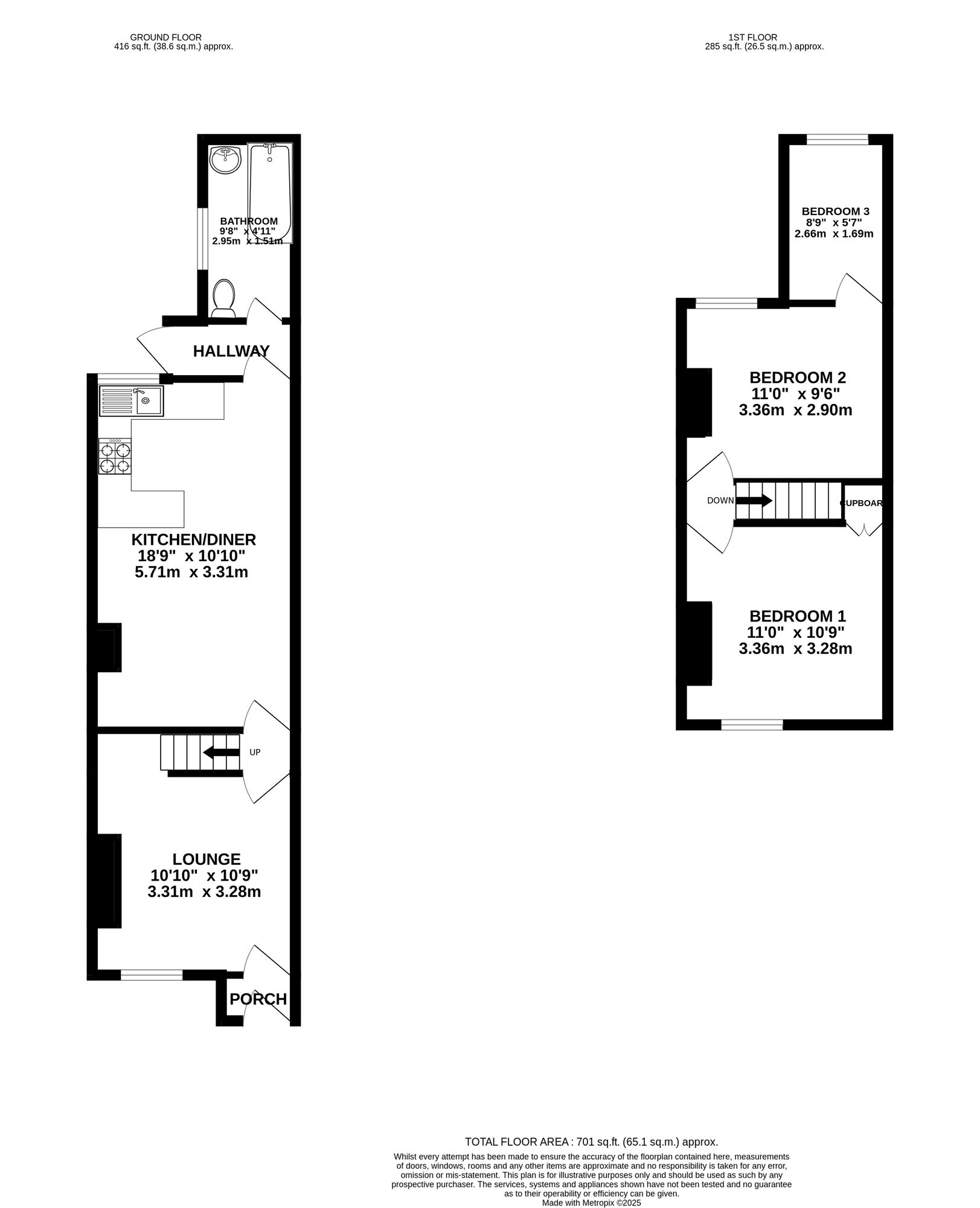 Floorplan of Mid Terrace House for sale, Clarkes Road, Gorleston, Norfolk, NR31