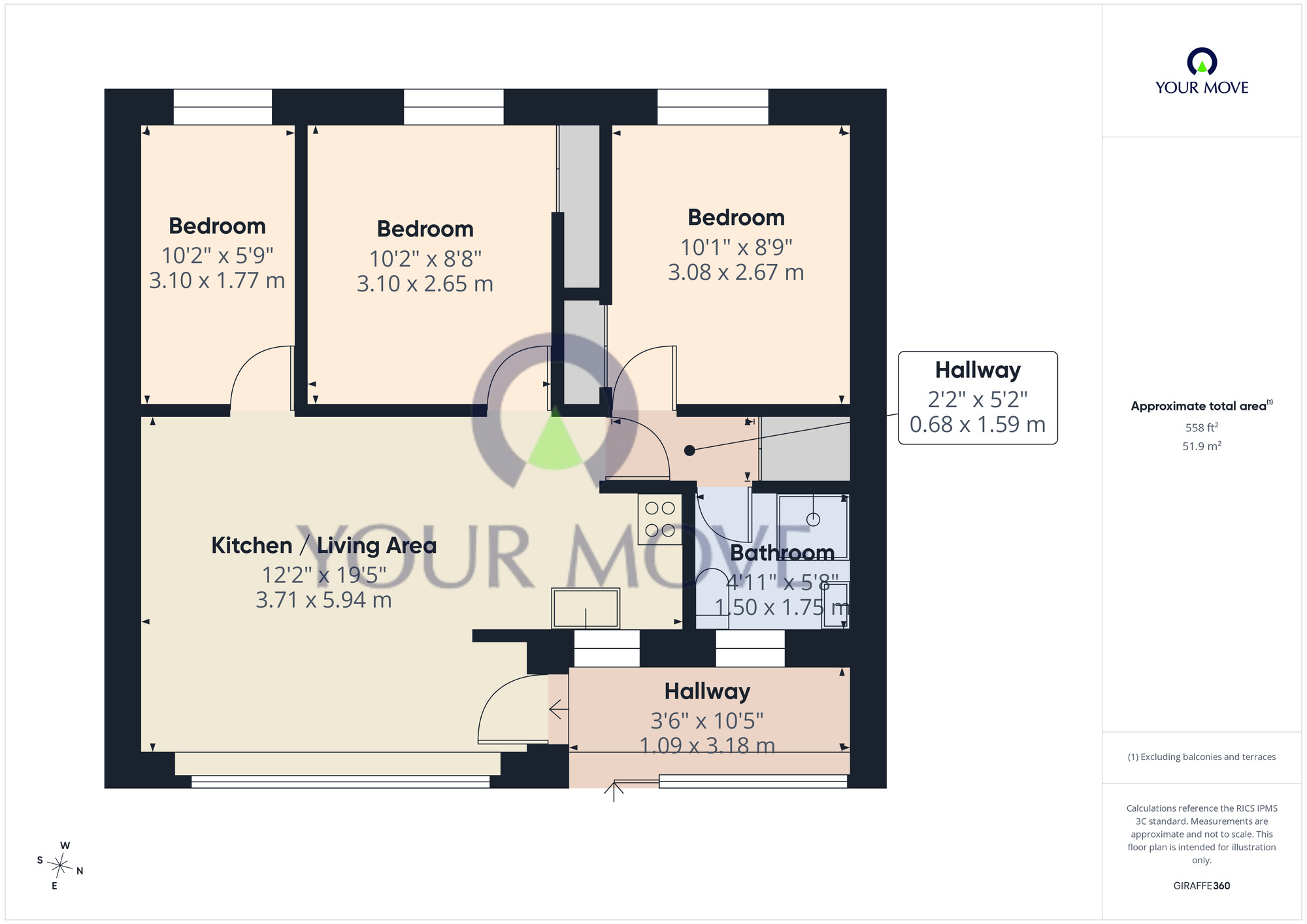 Floorplan of 3 bedroom End Terrace Bungalow for sale, Waterside Village, Lowestoft, Suffolk, NR32