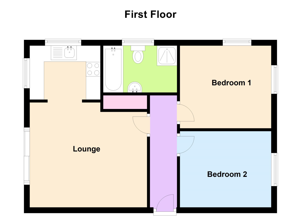 Floorplan of 2 bedroom  Flat to rent, Bridle Way, Houghton Le Spring, Tyne And Wear, DH5