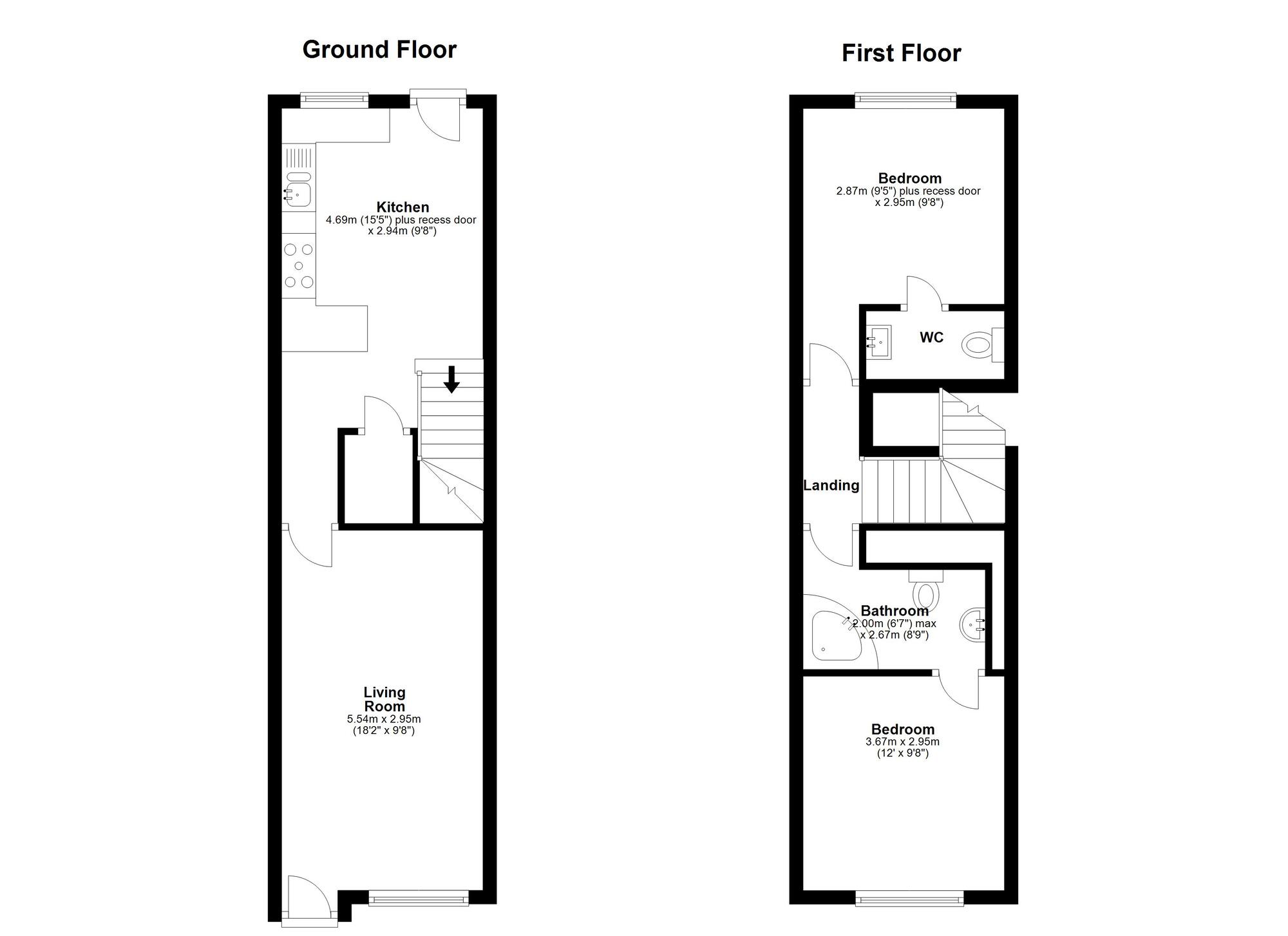 Floorplan of 2 bedroom Mid Terrace Property for sale, South Street, West Rainton, Durham, DH4