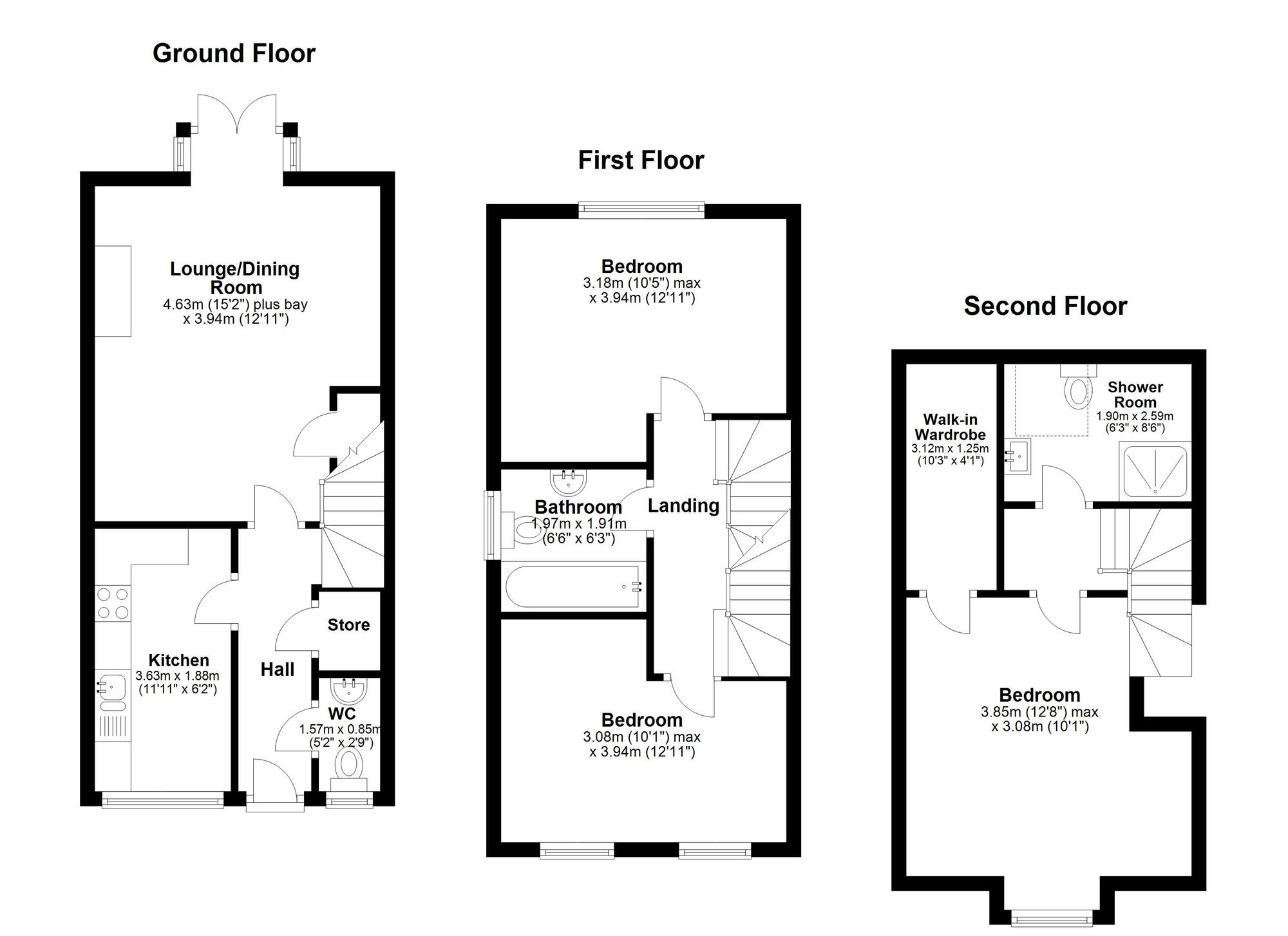 Floorplan of 3 bedroom End Terrace House for sale, Bishops Wynd, Houghton Le Spring, Tyne and Wear, DH5