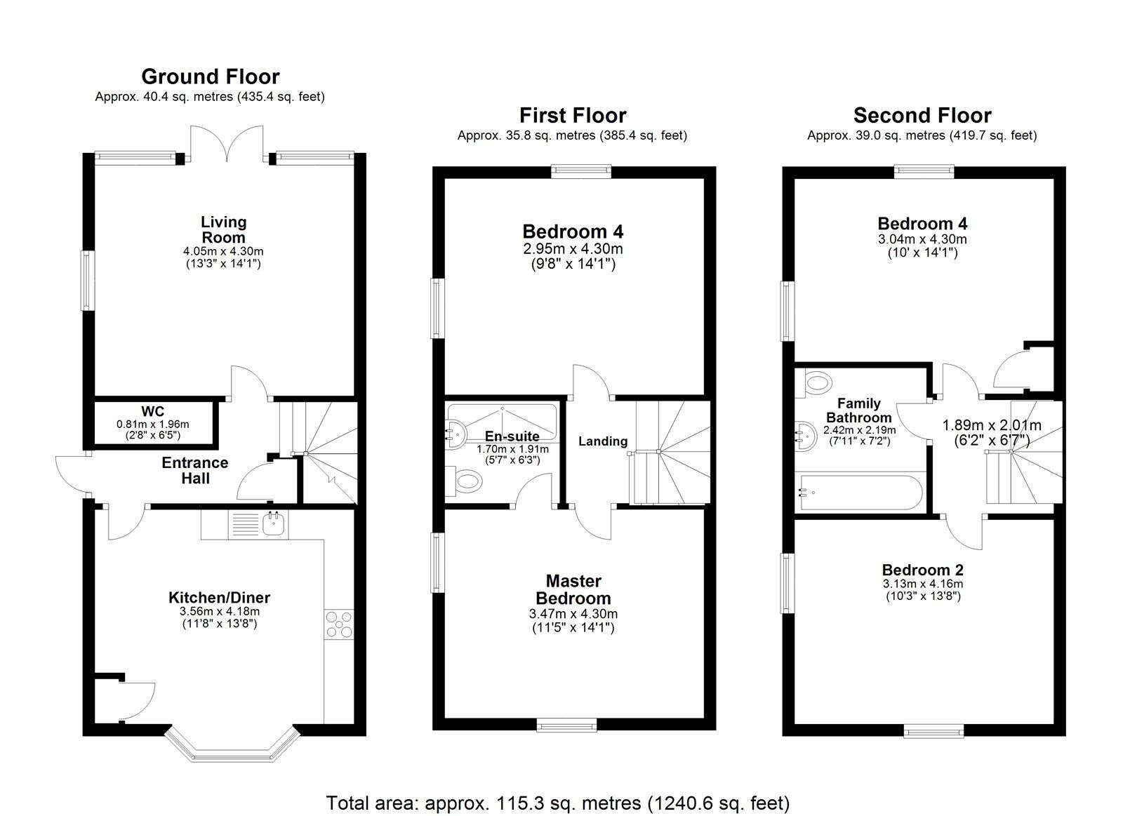 Floorplan of 4 bedroom Semi Detached House to rent, Muirfield, Durham, DH1