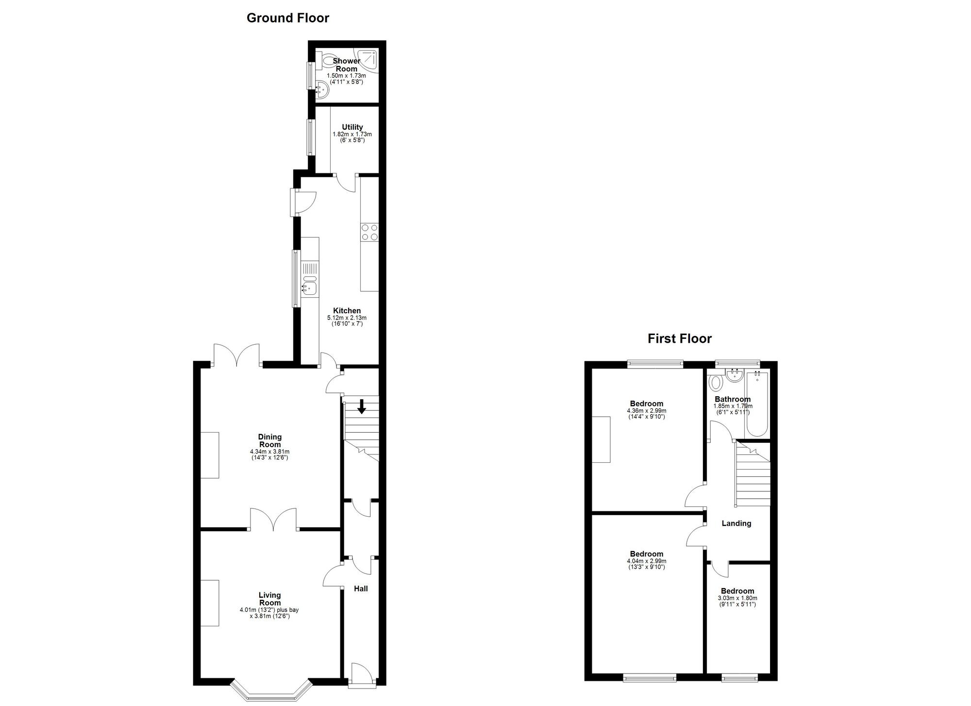 Floorplan of 3 bedroom Mid Terrace House for sale, Station Avenue North, Fencehouses, Tyne and Wear, DH4