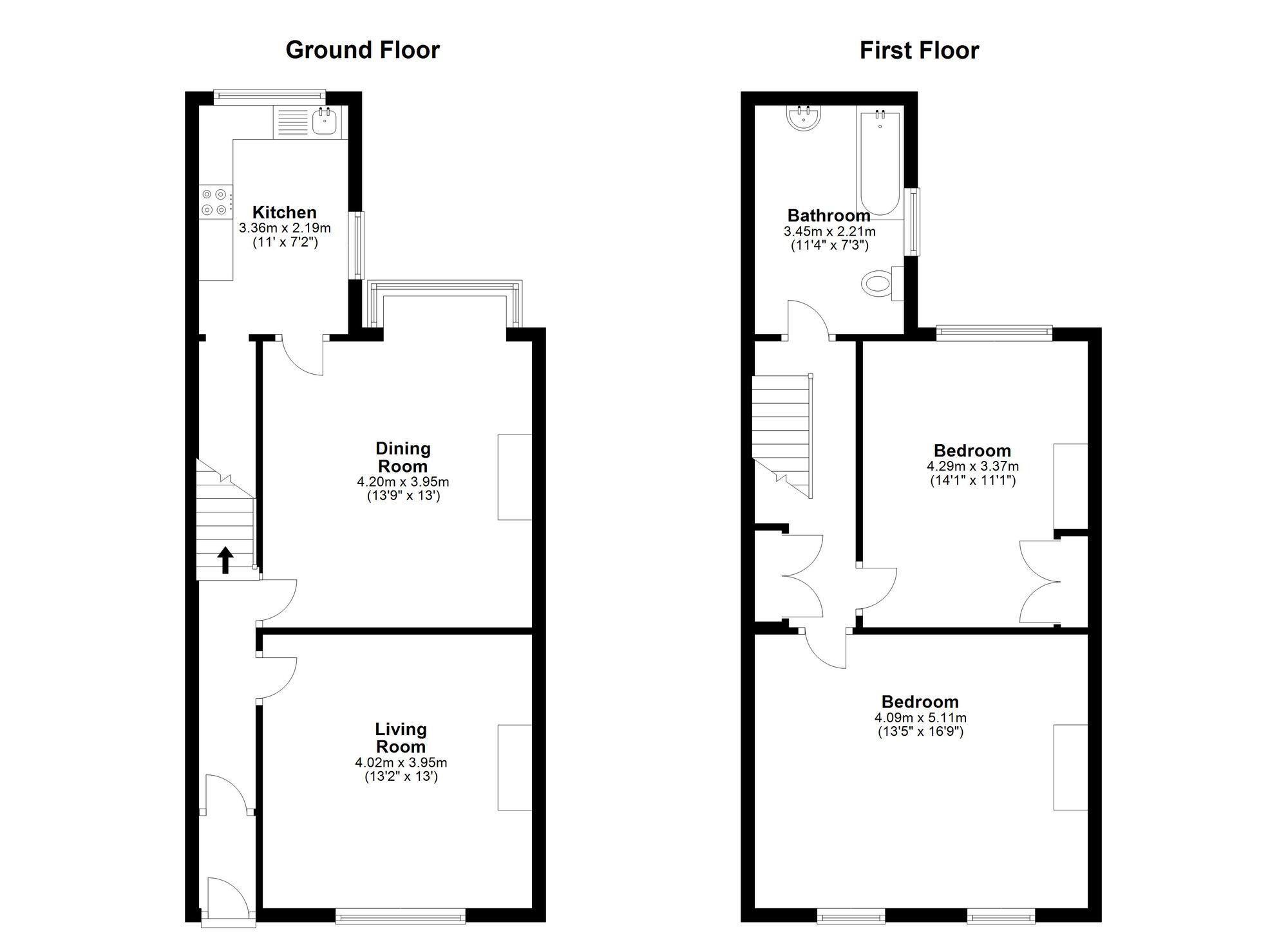 Floorplan of 2 bedroom Mid Terrace House to rent, Pemberton Bank, Easington Lane, Tyne and Wear, DH5