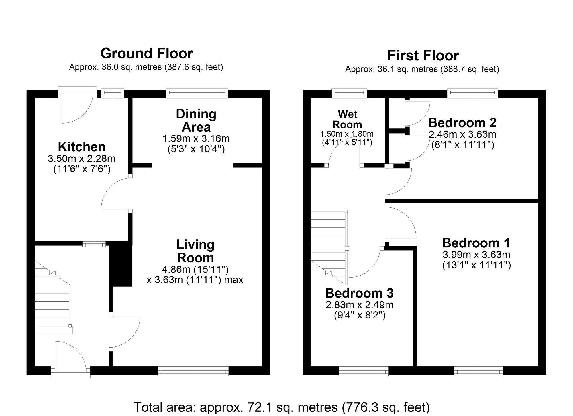 Floorplan of 3 bedroom Semi Detached House for sale, Brinkburn Crescent, Houghton Le Spring, Tyne and Wear, DH4