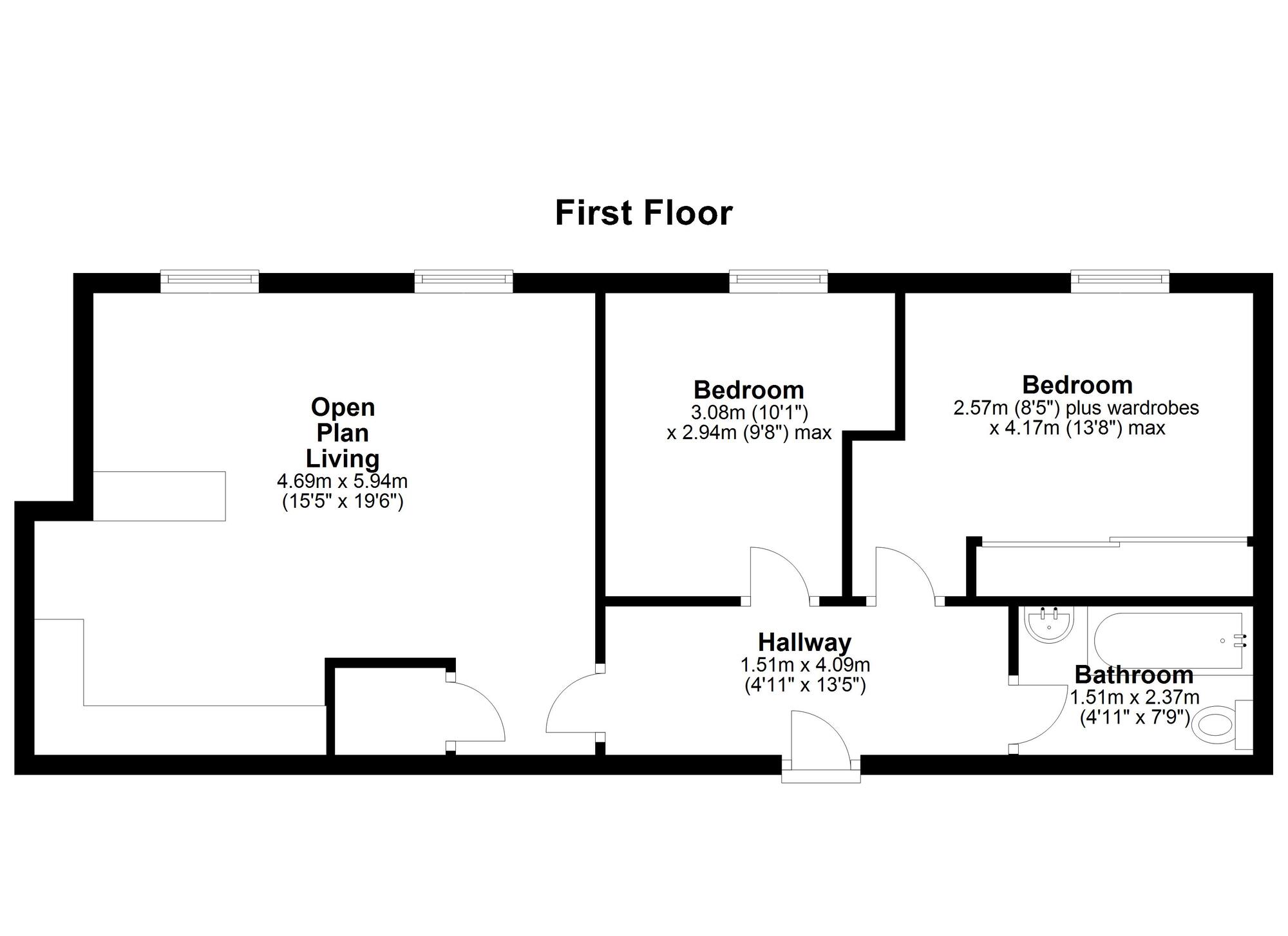 Floorplan of 2 bedroom  Flat for sale, Durham Road, Houghton Le Spring, Tyne and Wear, DH4
