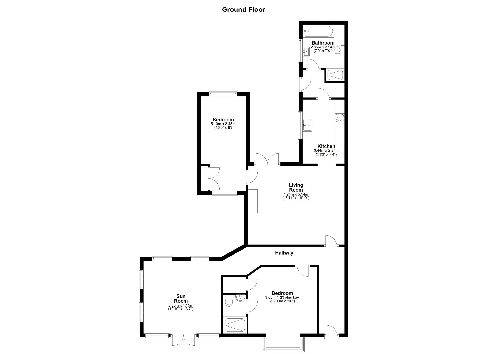 Floorplan of 2 bedroom Semi Detached Bungalow for sale, Park Lane, Murton, Durham, SR7