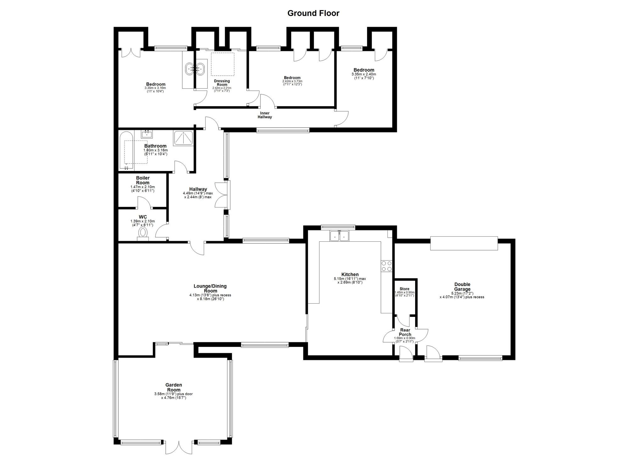 Floorplan of 3 bedroom Detached Bungalow for sale, Sheen Close, West Rainton, Durham, DH4