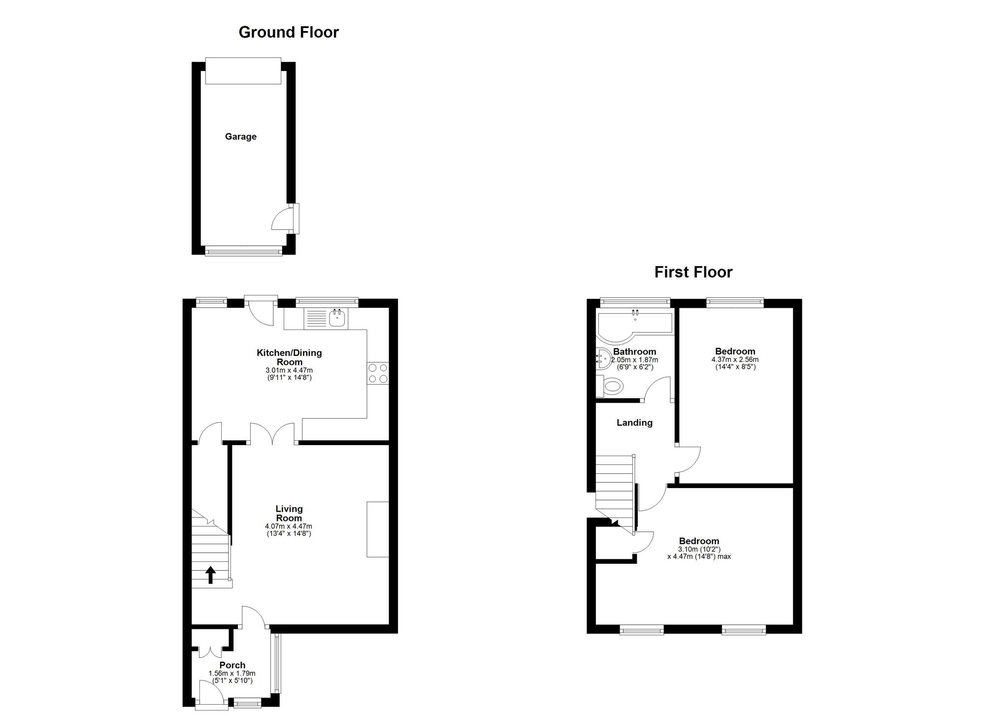 Floorplan of 2 bedroom End Terrace House for sale, Castle Dene Grove, Houghton Le Spring, Tyne and Wear, DH4