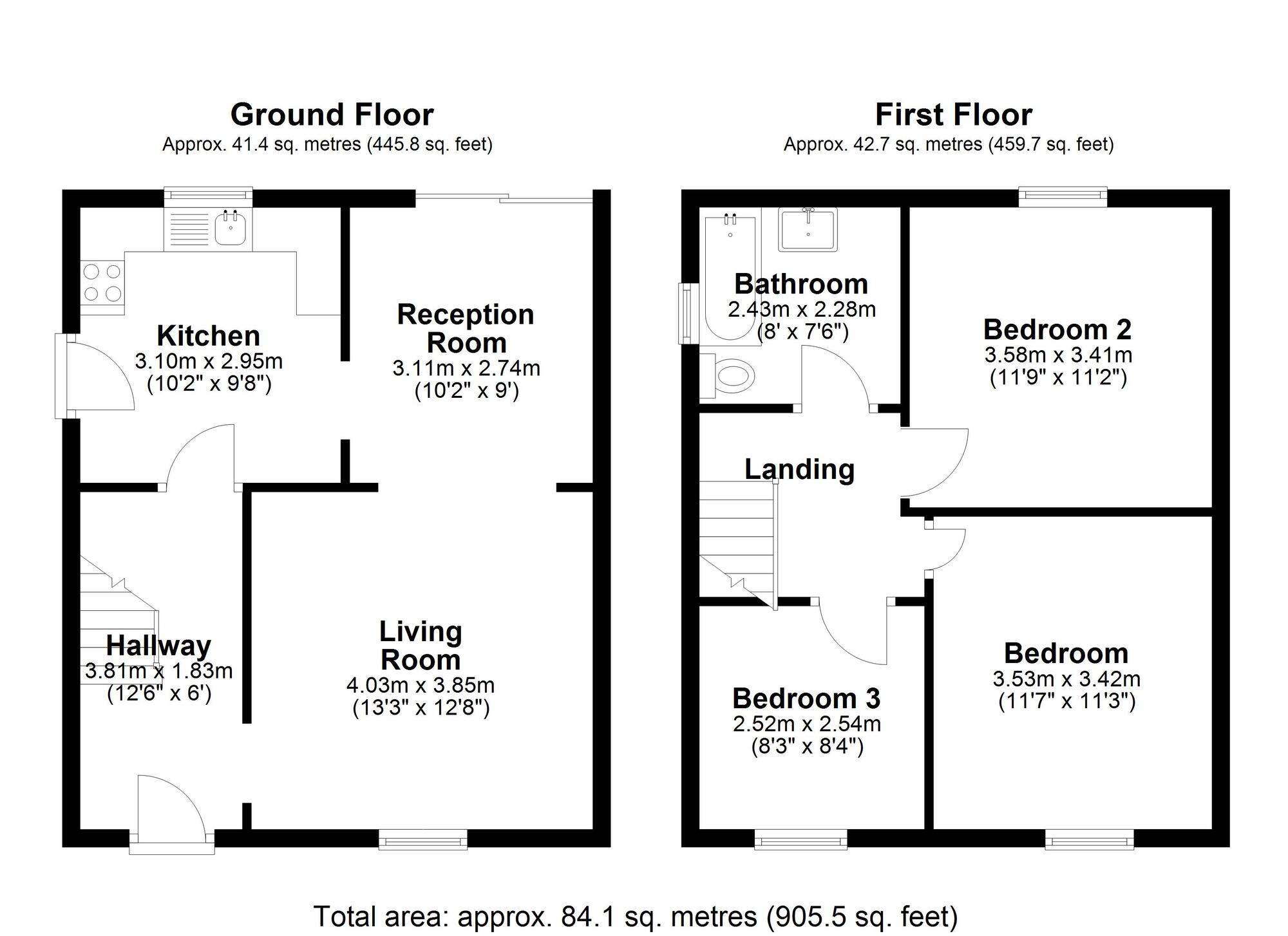 Floorplan of 3 bedroom Semi Detached House for sale, Rose Avenue, Houghton Le Spring, Tyne and Wear, DH4