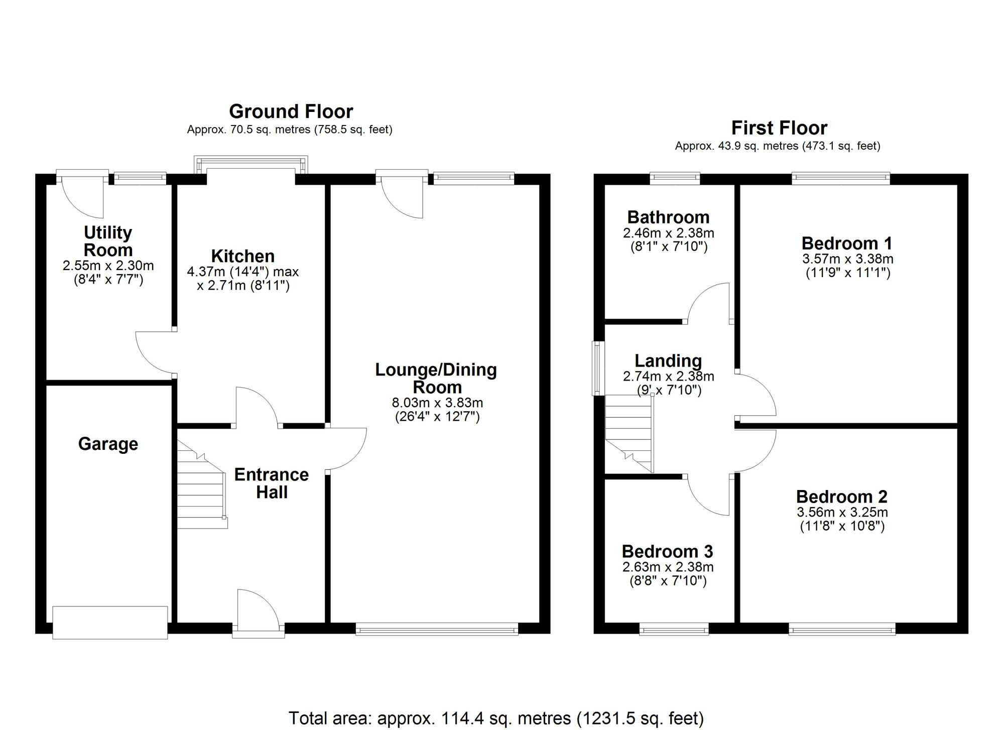 Floorplan of 3 bedroom Semi Detached House for sale, Pendragon, Great Lumley, Durham, DH3