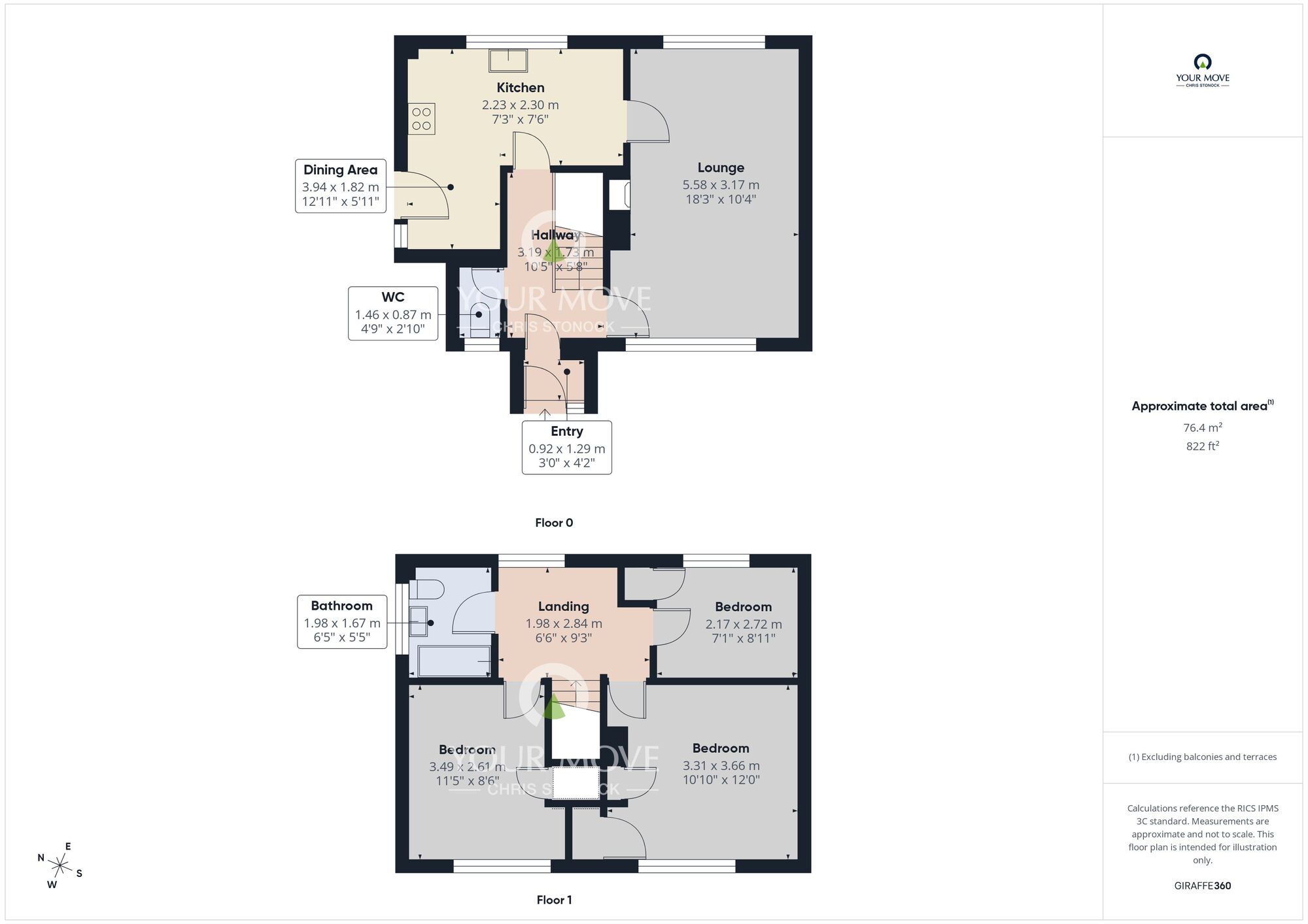 Floorplan of 3 bedroom Semi Detached House to rent, Woodland View, West Rainton, Durham, DH4