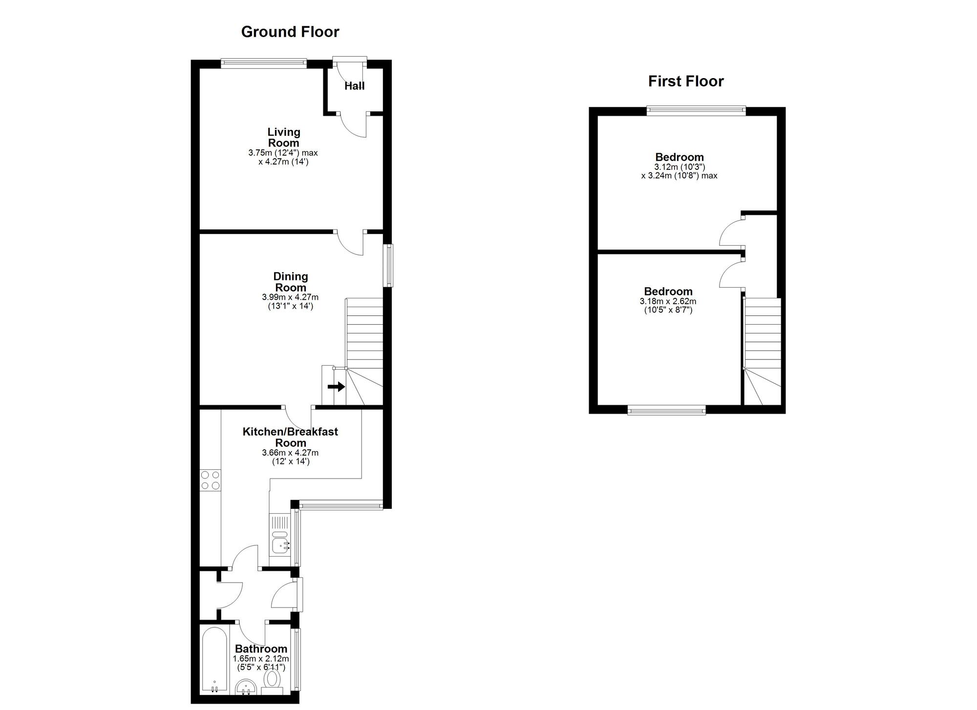 Floorplan of 2 bedroom End Terrace House for sale, Elemore Lane, Easington Lane, Tyne and Wear, DH5