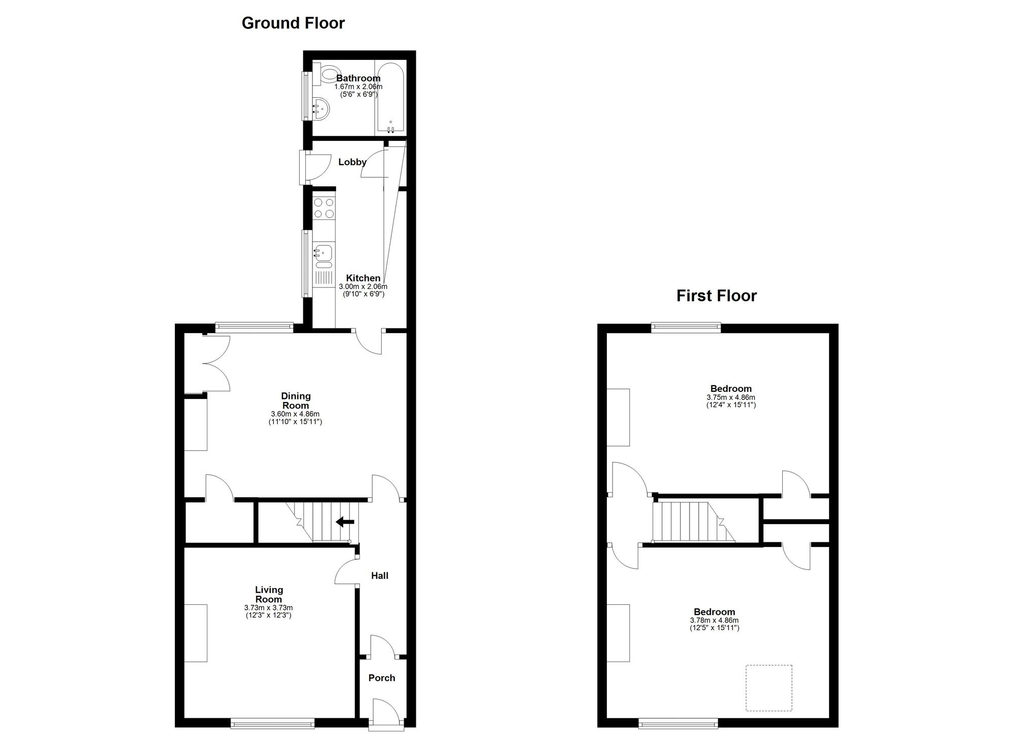 Floorplan of 2 bedroom Mid Terrace House for sale, Milburn Terrace, Houghton Le Spring, Tyne and Wear, DH4