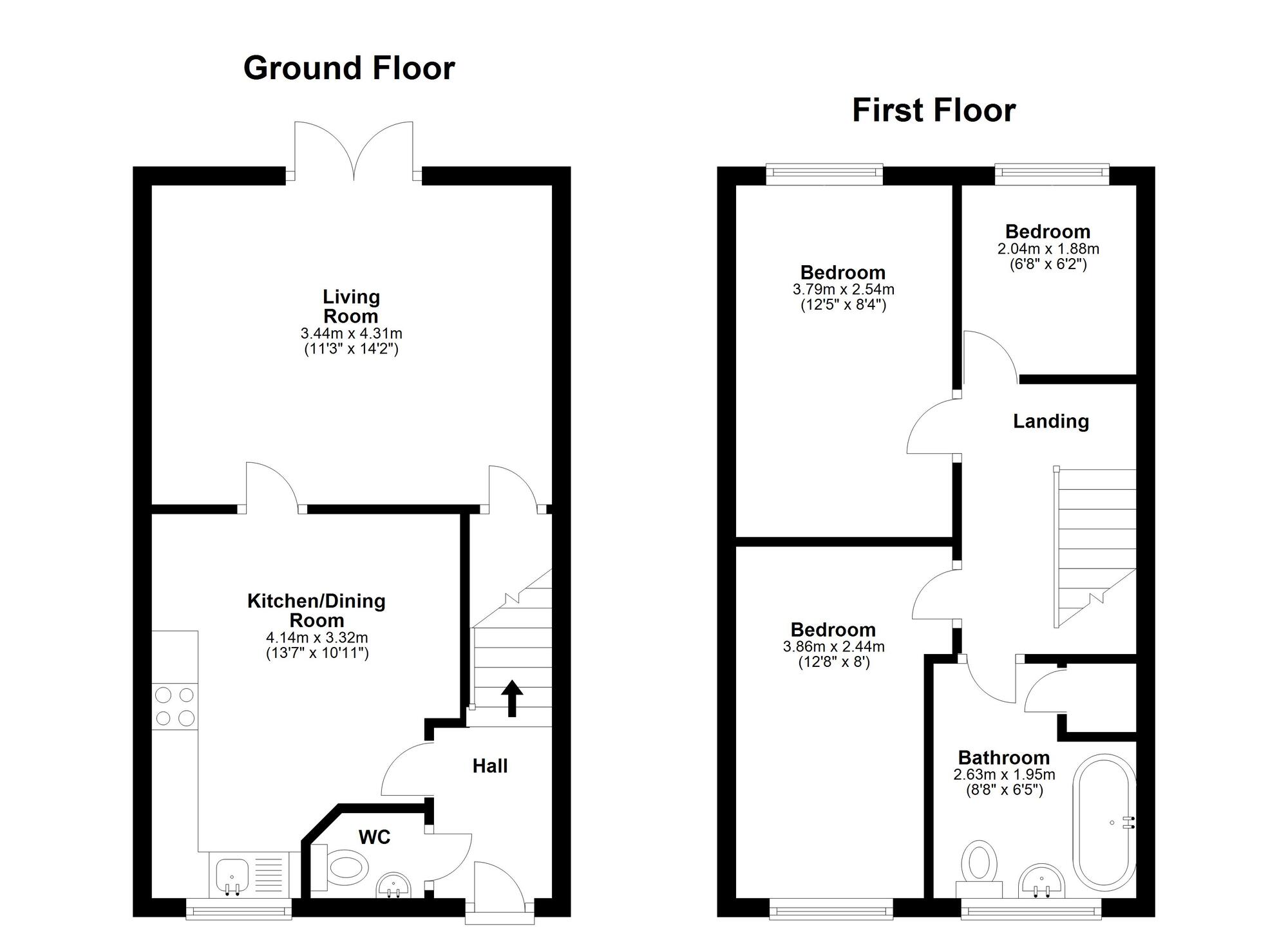 Floorplan of 3 bedroom Mid Terrace House for sale, Finchale View, West Rainton, Durham, DH4