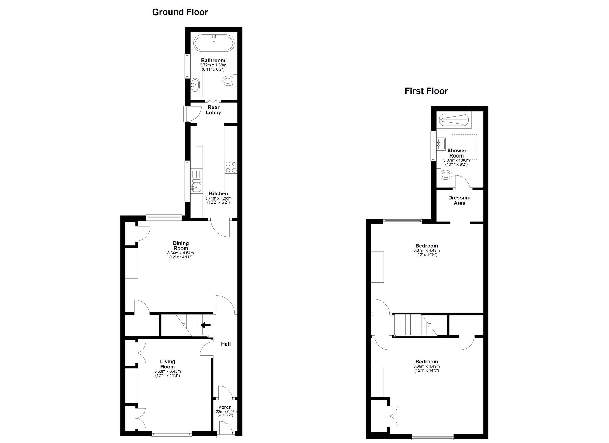 Floorplan of 2 bedroom Mid Terrace House for sale, Brompton Terrace, Houghton Le Spring, Tyne and Wear, DH4