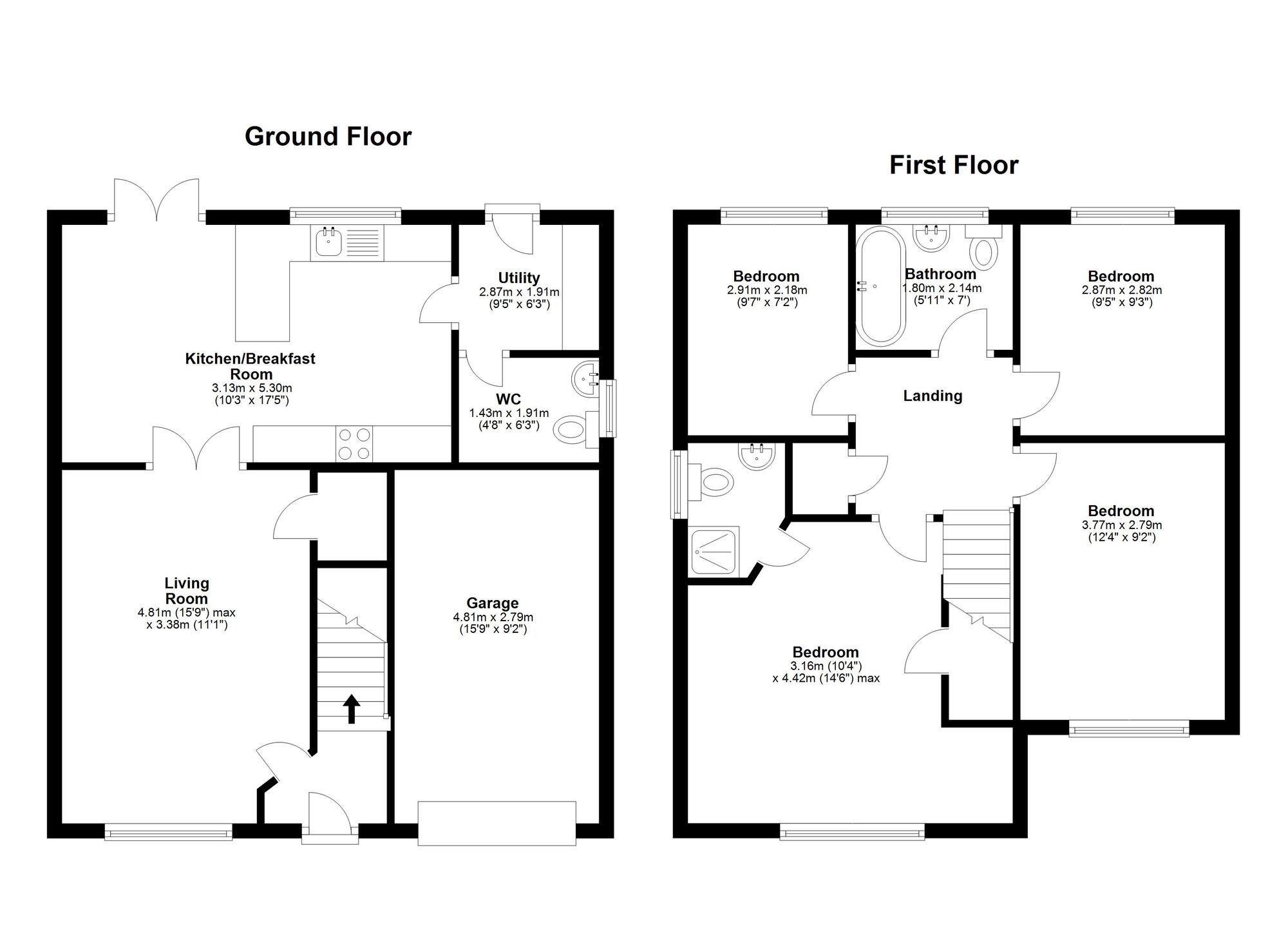 Floorplan of 4 bedroom Detached House for sale, Seville Lane, Chilton Moor, Tyne and Wear, DH4