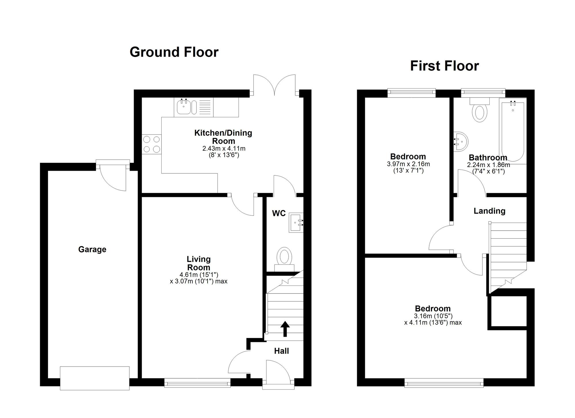Floorplan of 2 bedroom Semi Detached House for sale, Evergreen Road, Hetton-le-Hole, Tyne and Wear, DH5