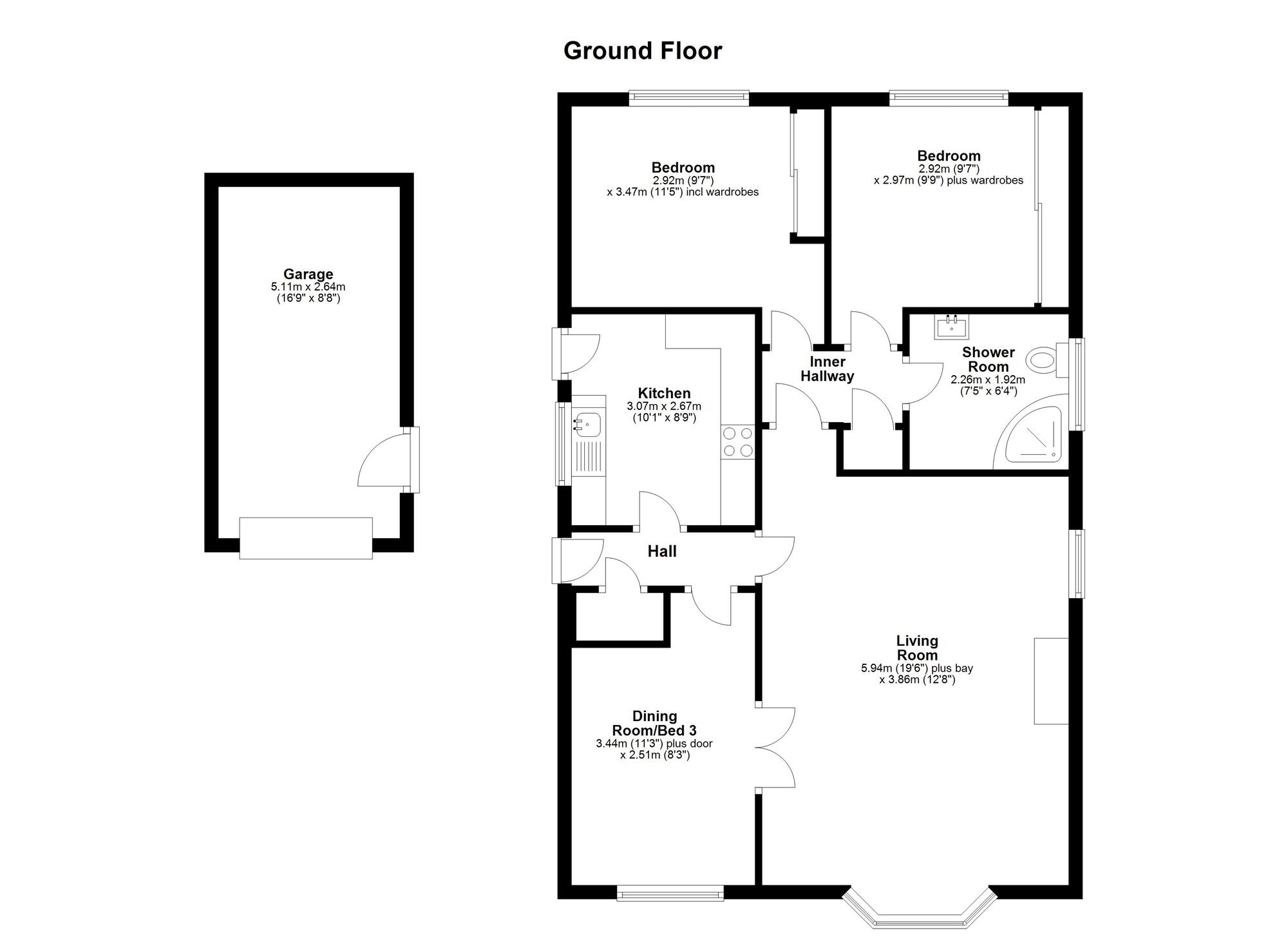 Floorplan of 3 bedroom Detached Bungalow for sale, Hartside Gardens, Easington Lane, Tyne and Wear, DH5