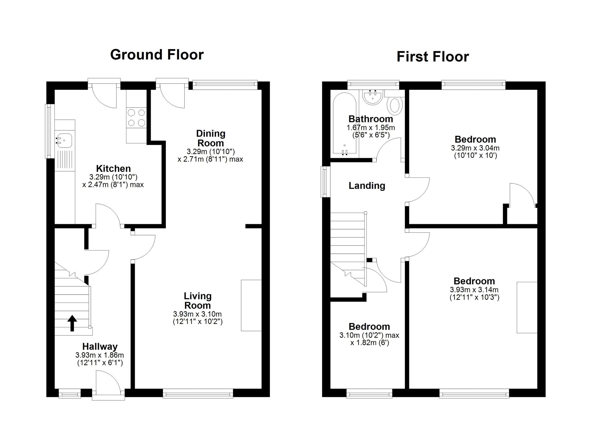 Floorplan of 3 bedroom Semi Detached House to rent, Willow Road, Houghton Le Spring, Tyne and Wear, DH4