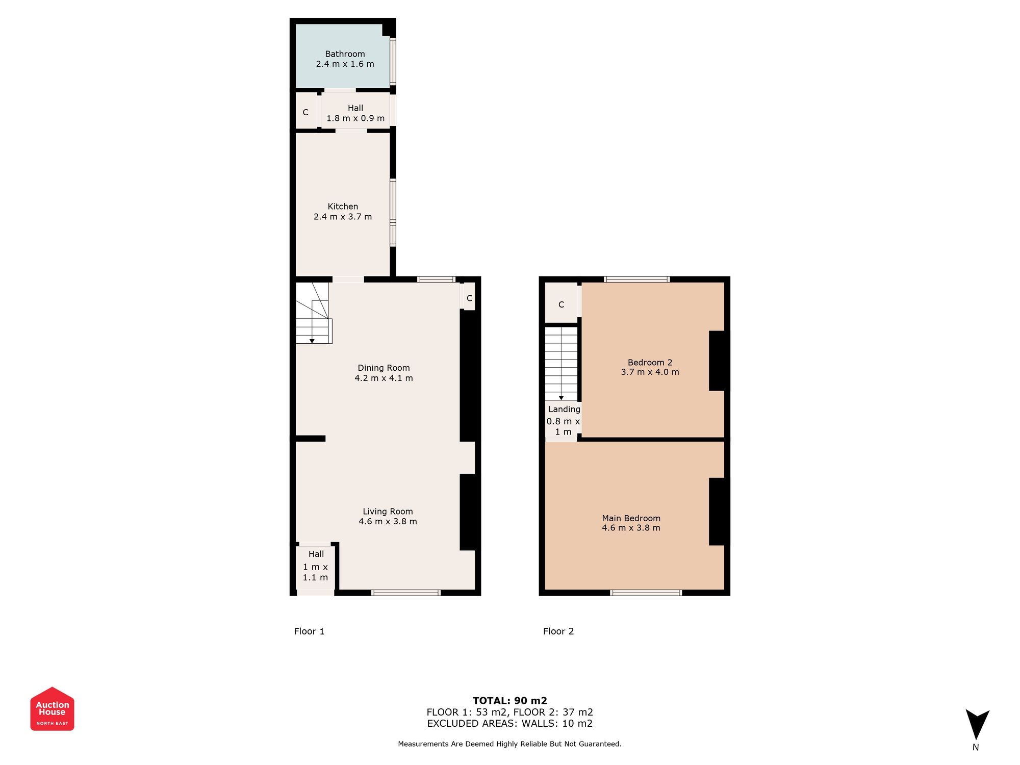 Floorplan of 2 bedroom Mid Terrace House for sale, Pavilion Terrace, Hetton-le-Hole, Tyne and Wear, DH5