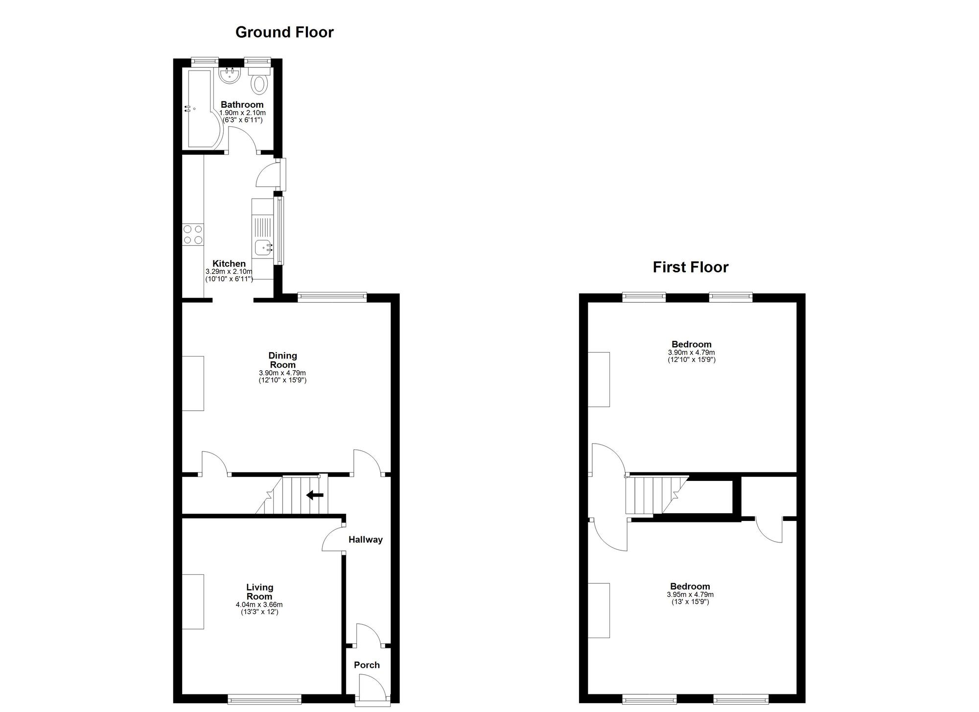 Floorplan of 2 bedroom Mid Terrace House for sale, Finchale Terrace, Houghton Le Spring, Durham, DH4