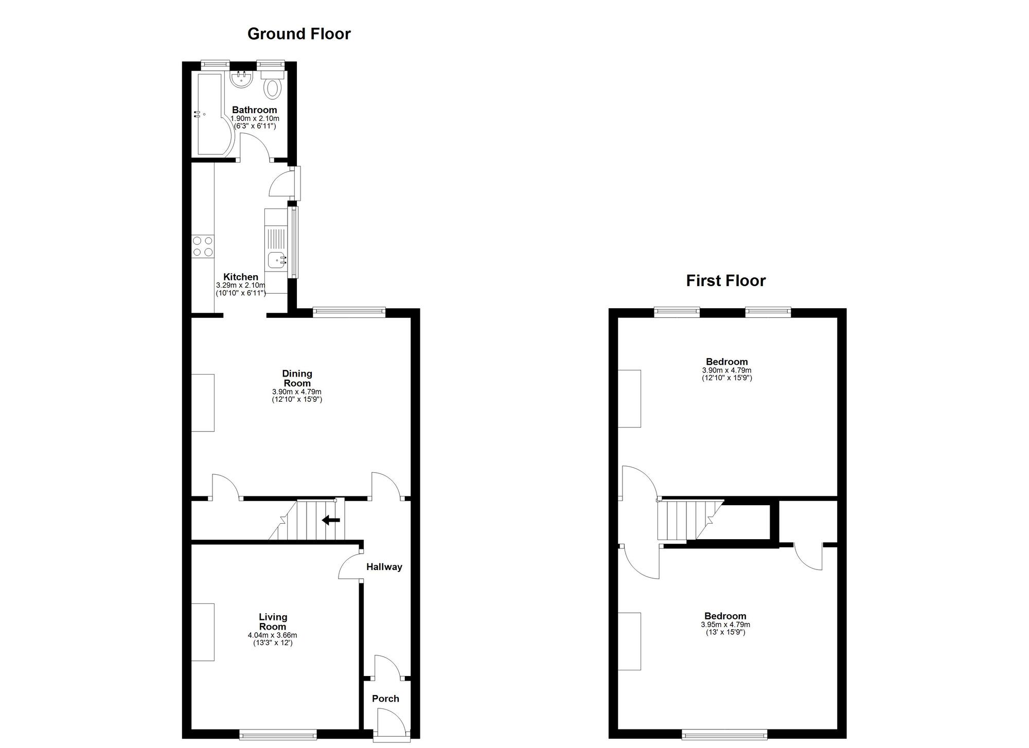 Floorplan of 2 bedroom Mid Terrace House for sale, Finchale Terrace, Houghton Le Spring, Durham, DH4