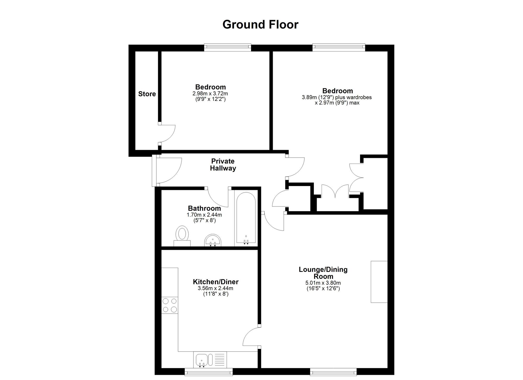 Floorplan of 2 bedroom  Flat for sale, Glamis Court, Woodstone Village, Houghton Le Spring, DH4
