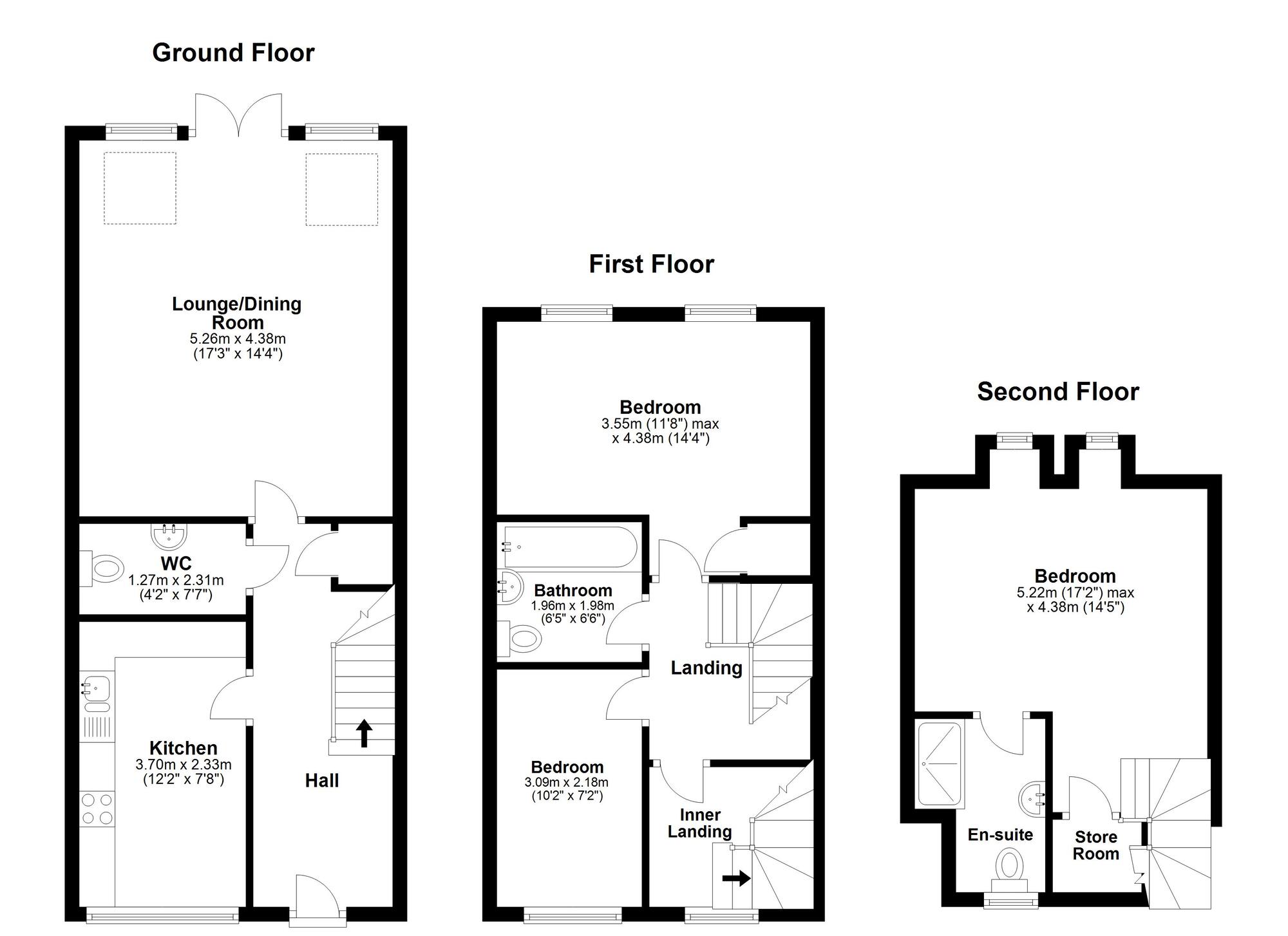 Floorplan of 3 bedroom End Terrace House for sale, Hedley Close, Houghton Le Spring, Tyne and Wear, DH4