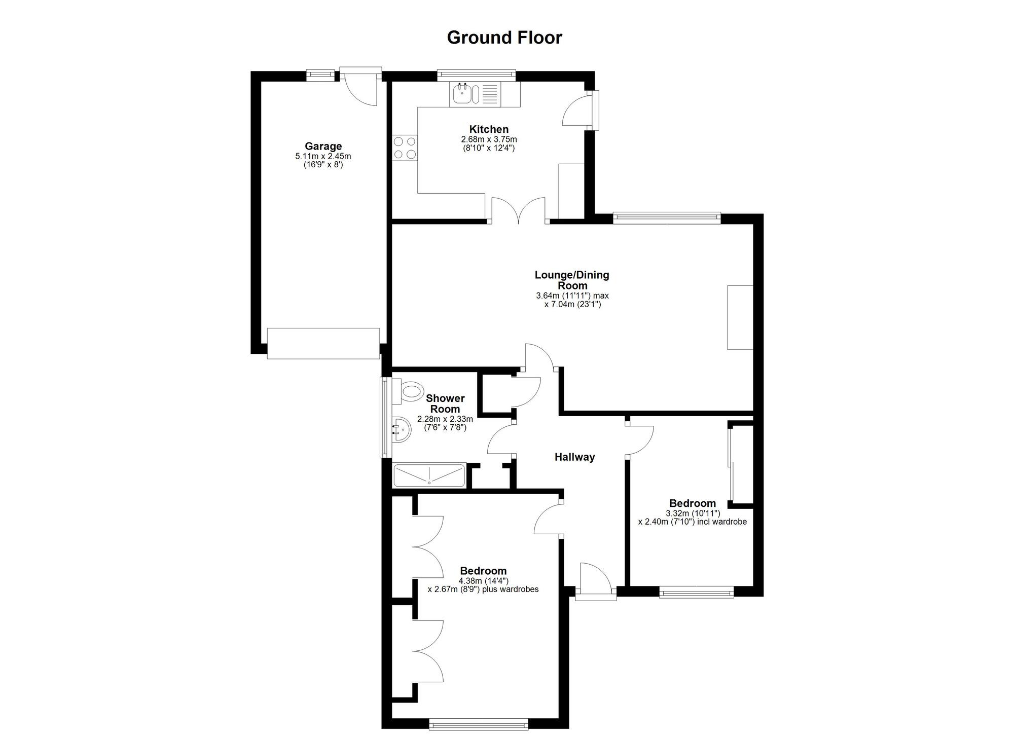 Floorplan of 2 bedroom Semi Detached Bungalow for sale, Briar Lea, Houghton Le Spring, Tyne and Wear, DH4